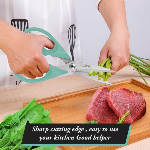 iBayam Kitchen Scissors - Heavy Duty 8.5" All-Purpose Shears with Protective Sheath | Essential Cooking Tool