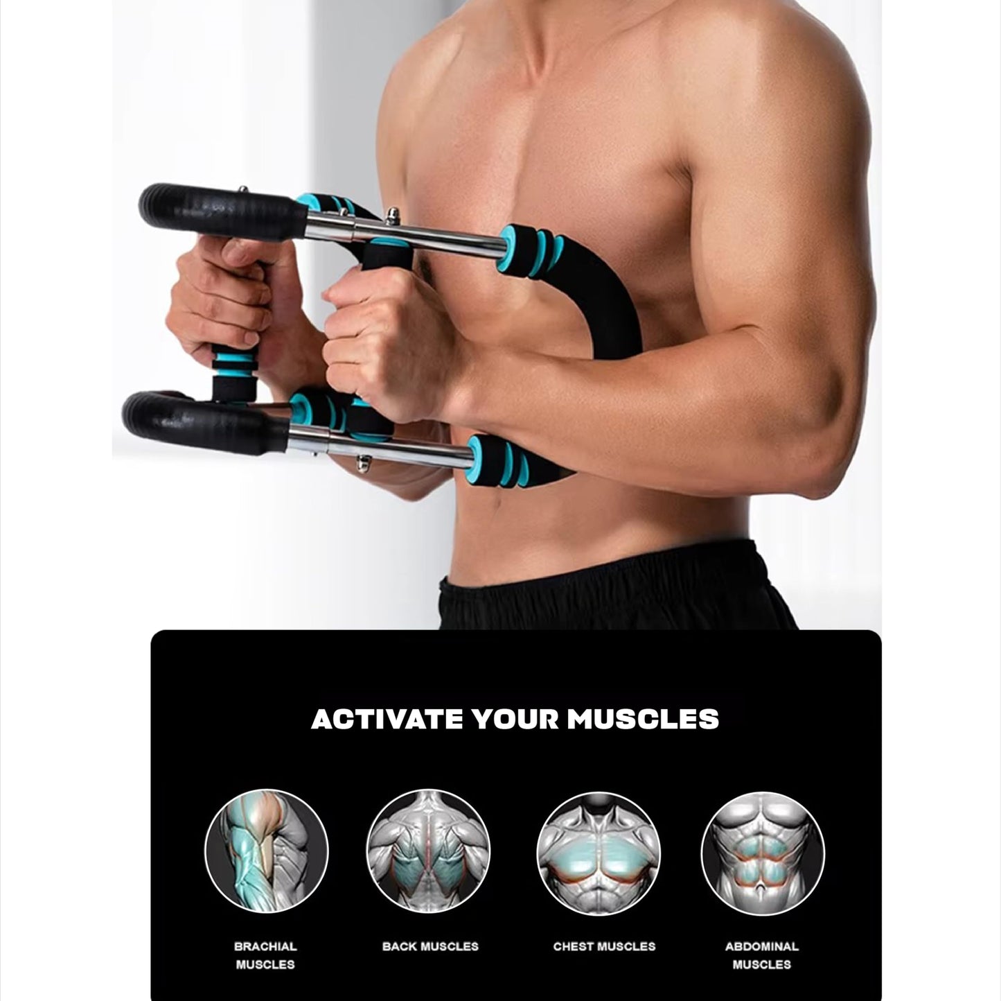 Shred Fit Twister Arm Trainer – Adjustable Forearm Strengthener – Exercise Equipment for Men & Women – Chest Workout Equipment – Portable Detachable –Home Workout Suspension Trainer – 40-90lb