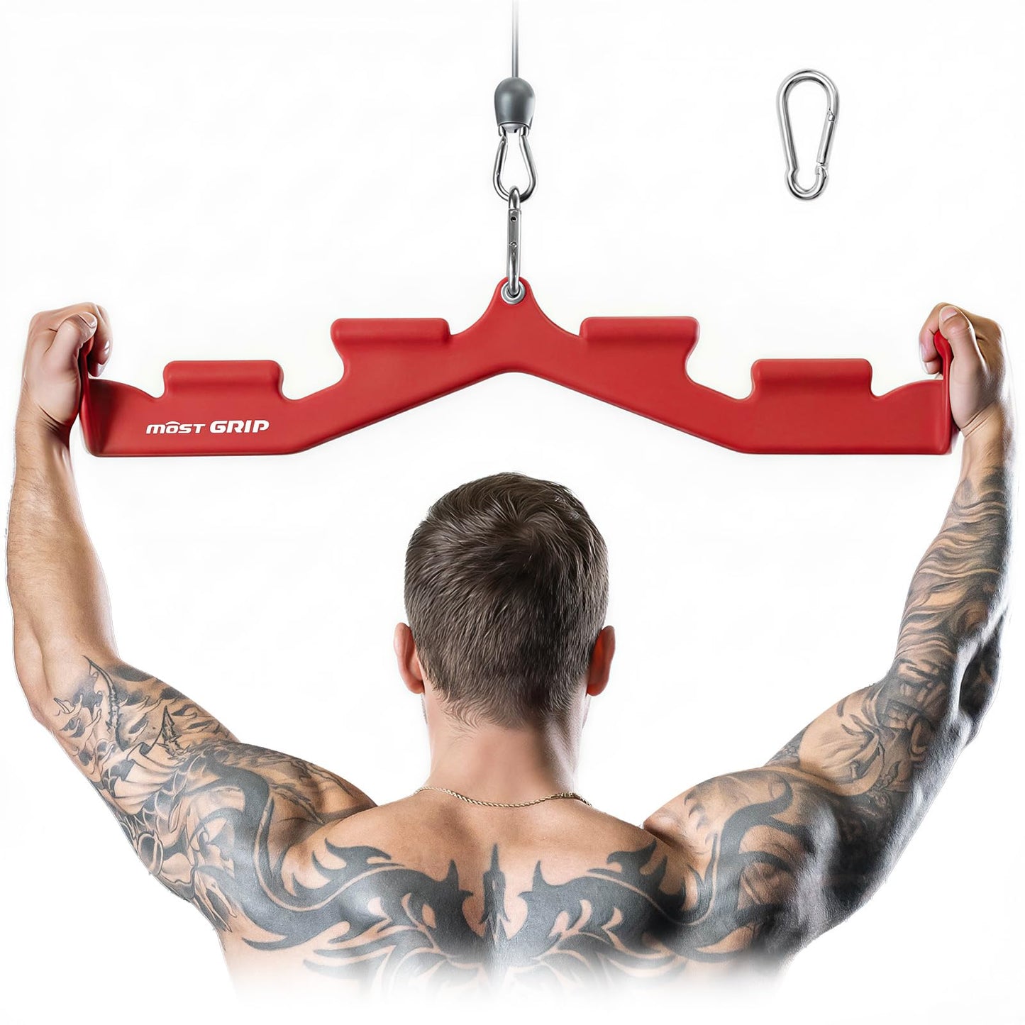 MOST GRIP LAT Pull Down Bar with 6 Ergonomic Handles, Neutral Grip LAT Pulldown Attachments for Whole Back Training, Wide Grip LAT Pulldown Bars for Home Gym Cable