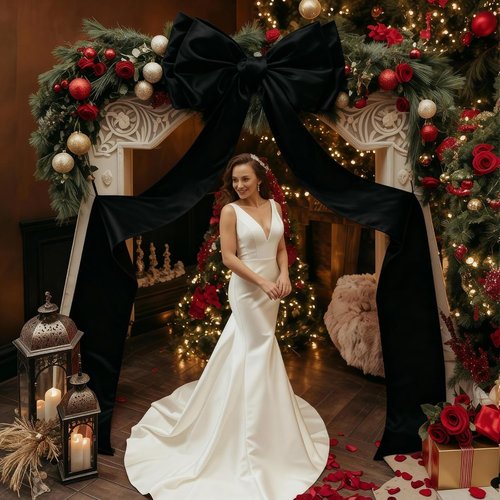 Giant Black Bow Decor - 75x19 Inch Christmas Tree Topper | Elegant Ribbon for Weddings & Parties
