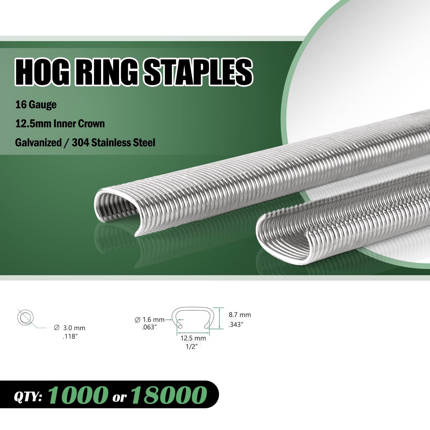 16 Gauge 1/2-Inch Pneumatic Hog Ring Gun with 1,000 C-Ring Staples Kit 3.0mm-4.8mm Closure Hog Ring Plier Tool