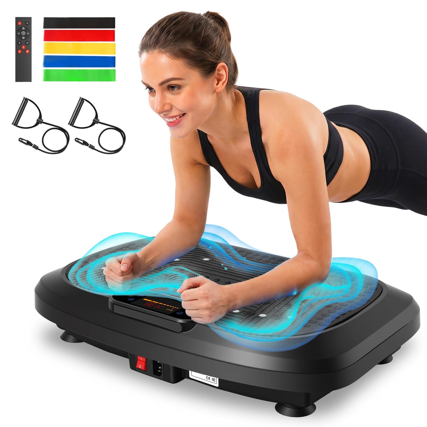 ALSO GO Large Vibration Plate Exercise Machine, 200 Speeds & 10 Models, 500LB Capacity, LED Display, Bluetooth Audio, Shake Plate with Loop Bands for Full Body Fitness, Lymphatic Drainage, Pain Relief