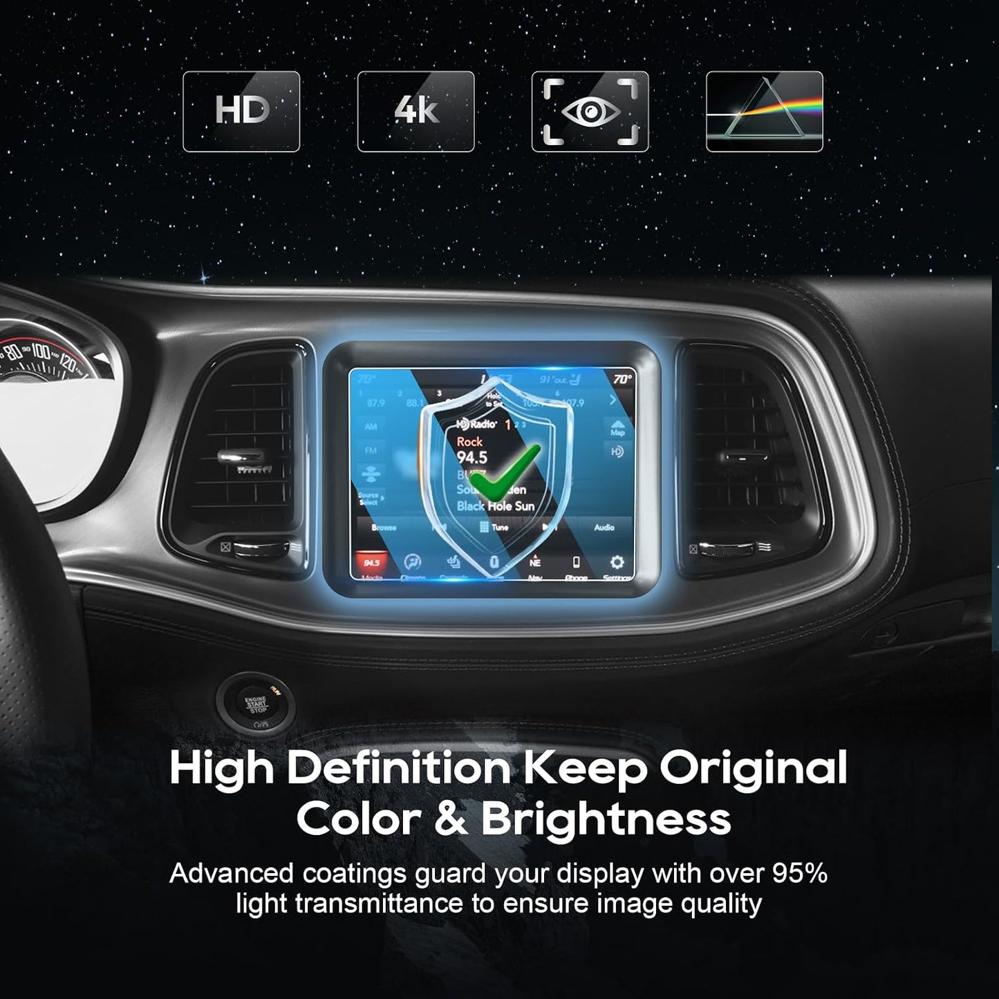 2017-2018 8.4 Inch, 9H LFOTPP Car Navigation Screen Protector for Compass Uconnect Tempered Glass Hardness Car