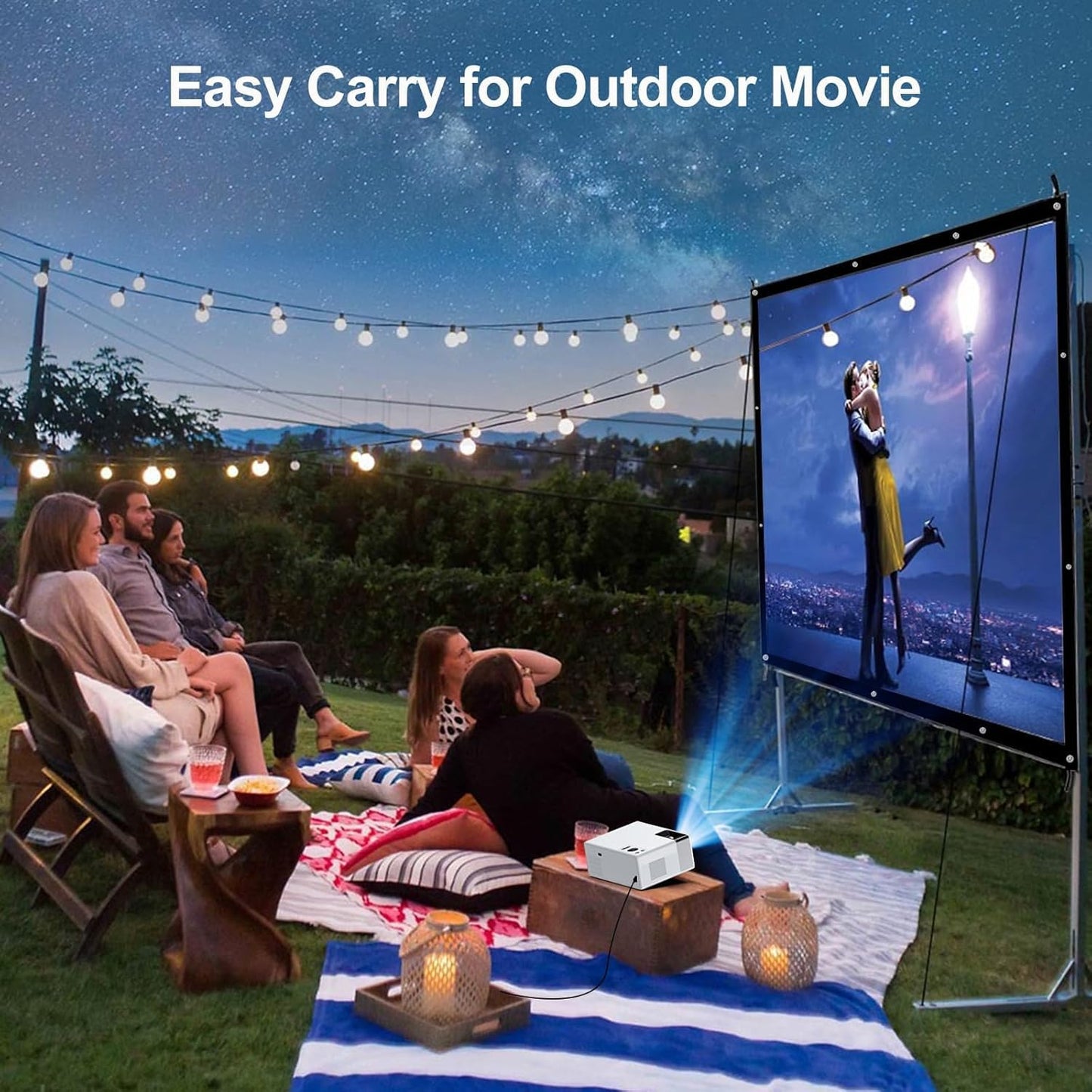 FUDONI 100 inch, 16:9 Projector Screen Double Sided Outdoor Movie Screen Foldable Washable, Portable Projector Screen