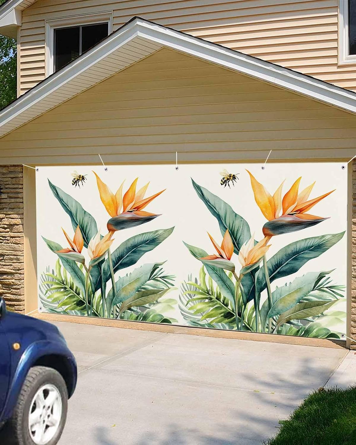 Womeyetok 6 13ft Summer Bird of Paradise Garage Door Banner Decorations x Tropical Plant Large Garage Door Covers