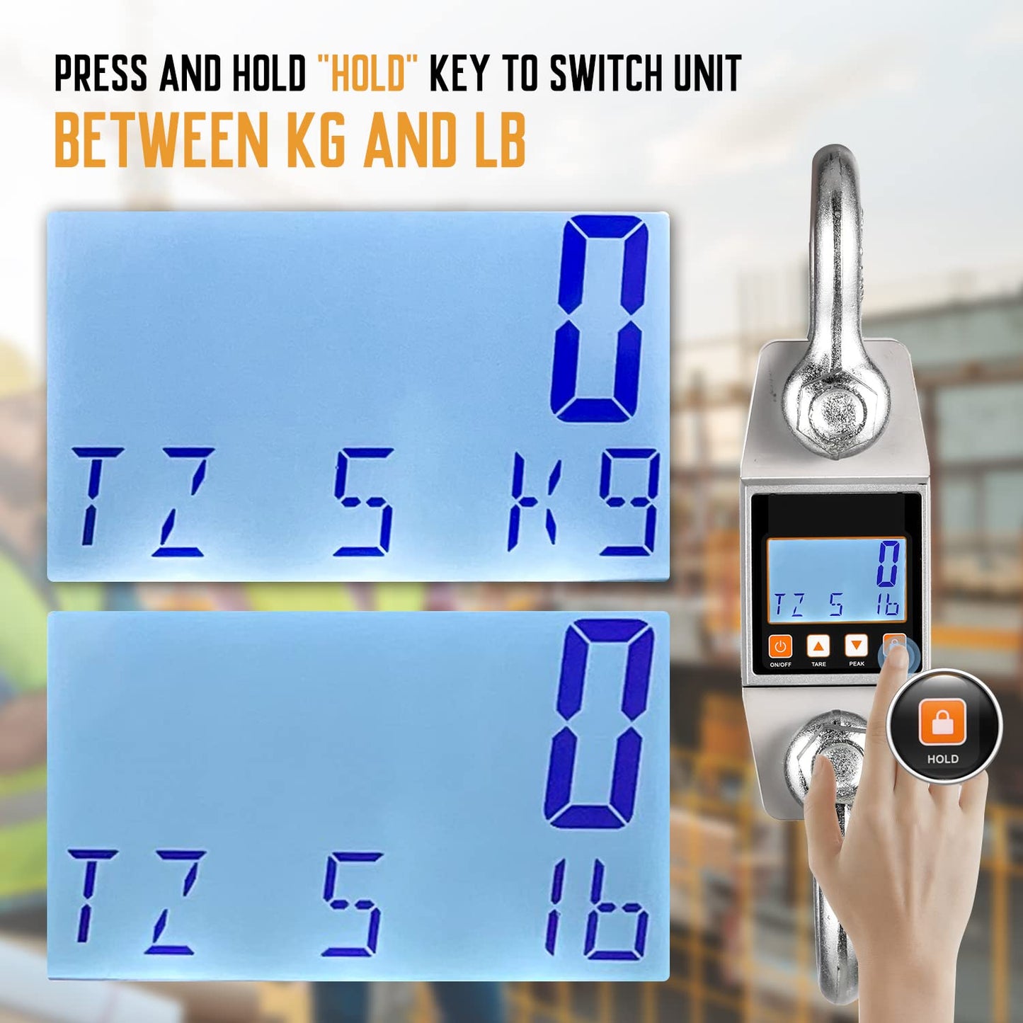 Bonvoisin Digital Crane Scale 11000lb Hanging Scale Heavy Duty Industrial Hanging Weight Scale (11000lb/5000kg)