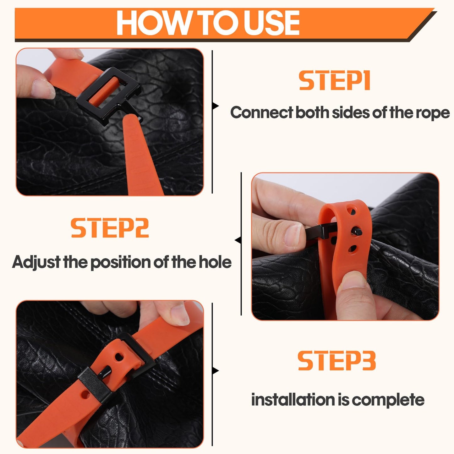 Blulu 4 Pack Reusable Industrial Straps 16" Length Reliable Tension Straps for Securing Bike Motor Gear -60 Lb. Working Load, Elastic Cable Ties for Welders Skis, Garden Hoses(Orange)