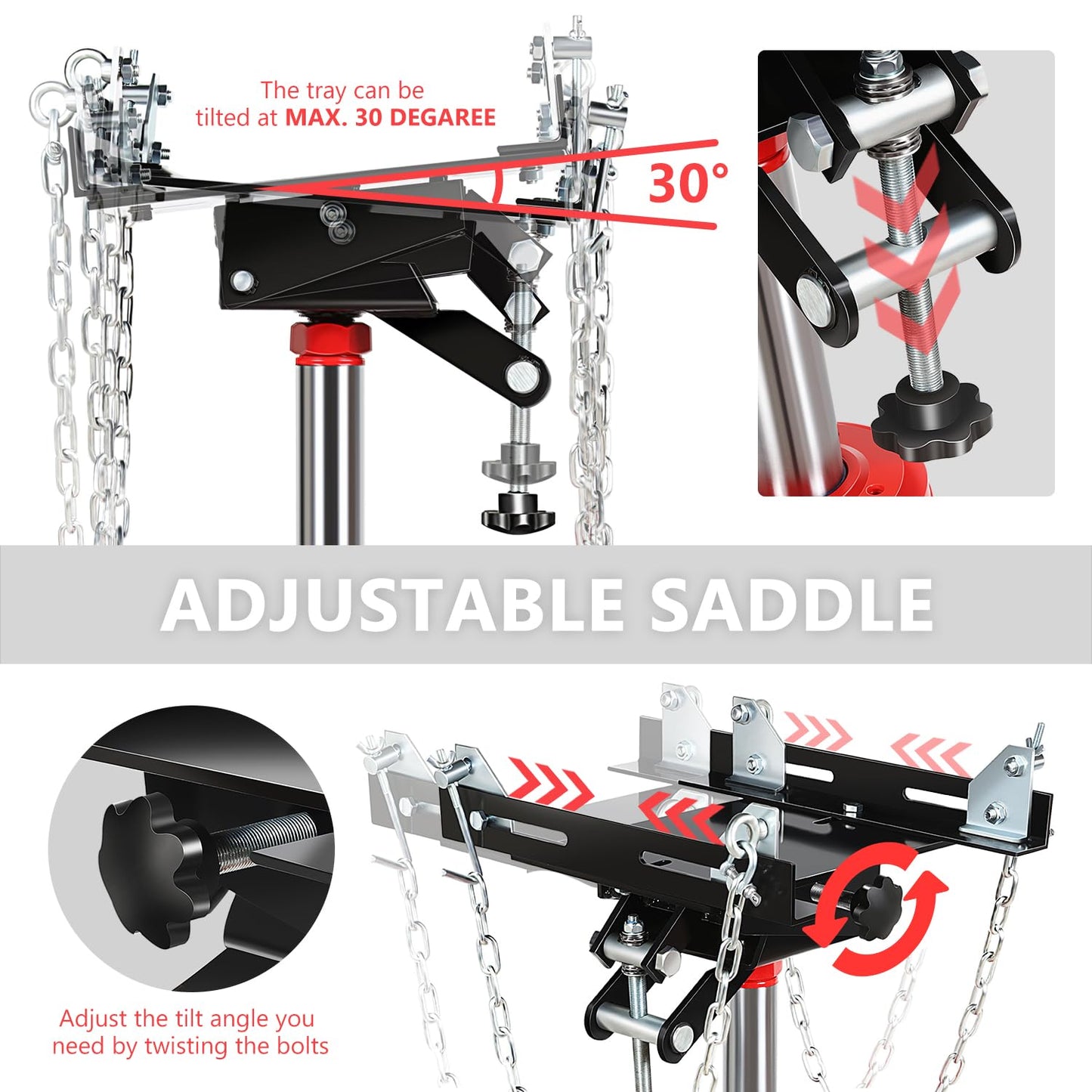 DNA Motoring Hydraulic Transmission Jack - 1 Ton 2204 lbs Capacity High Lift Telescoping Floor Jack Stand,33.2"-69.6" Lifting Range,TOOLS-00319