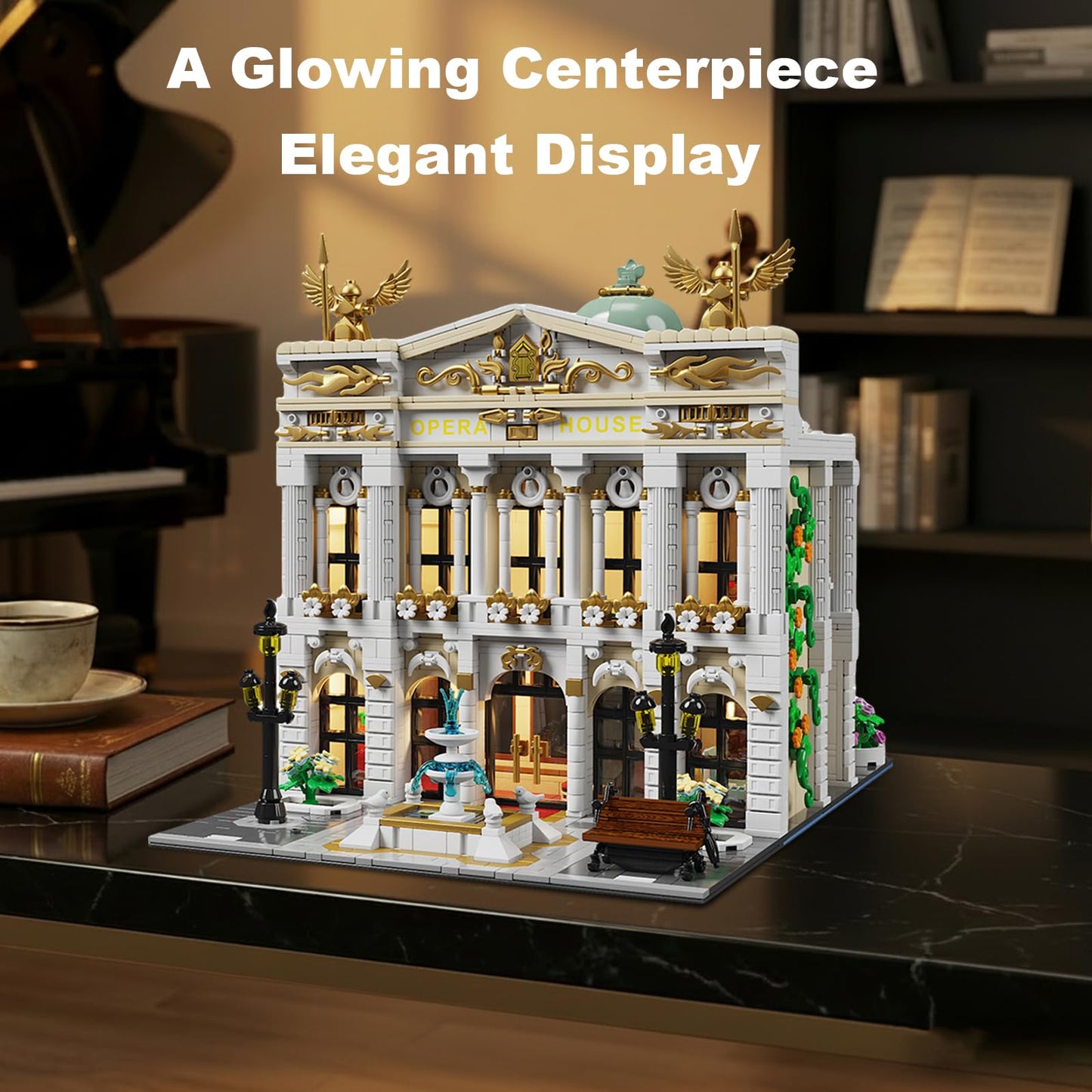 Holexapyd Paris Opera House Modular Building Sets for Adults, European Theater Architecture with Light Kit & 8 Figures, Collectible Club Building with Guitar for Music Lovers Gifts (4490 PCS)