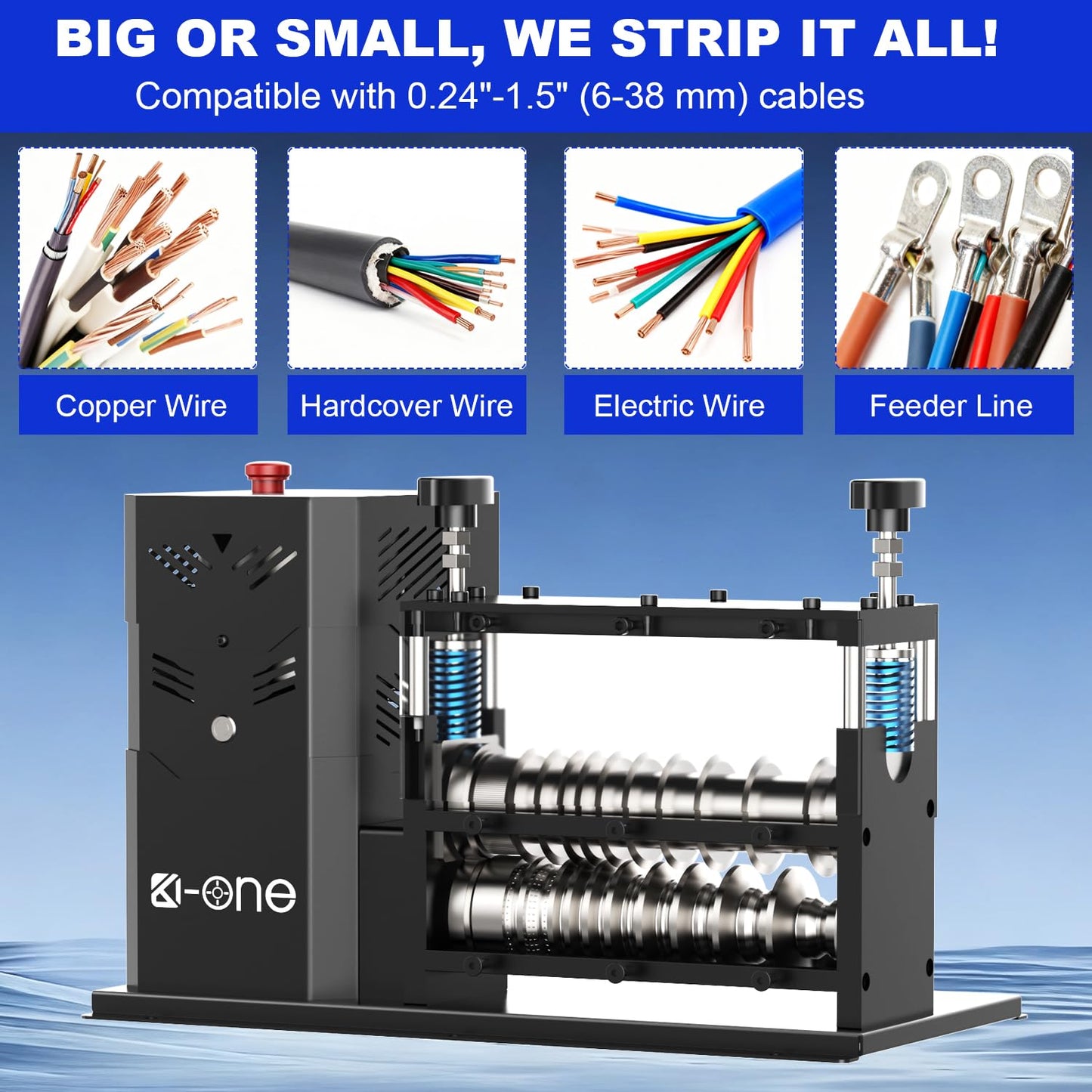 Automatic Wire Stripper Machine, Copper Wire Stripping Machine, Wire Strippers Electrical for 0.06"-1.6" Copper Wire, 700W High-Speed Electric Wire Stripper, 11 Channels 10 Blades Strip Machinery