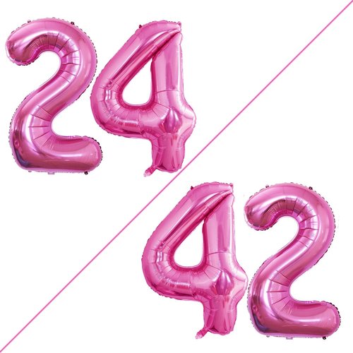 GOER Jumbo 42-Inch Hot Pink Number 24 Balloons - Perfect for 24th Birthday Party Decorations