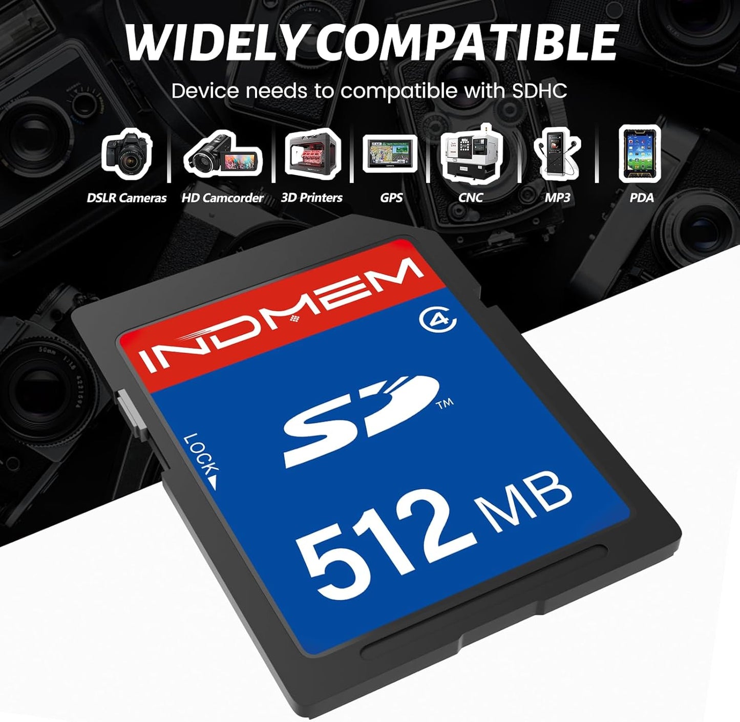 elecacc 512MB (5 Pack), U1 4 SD Card SD Flash Memory Cards UHS-I Class High-Speed Full HD Video Compatible with Digital