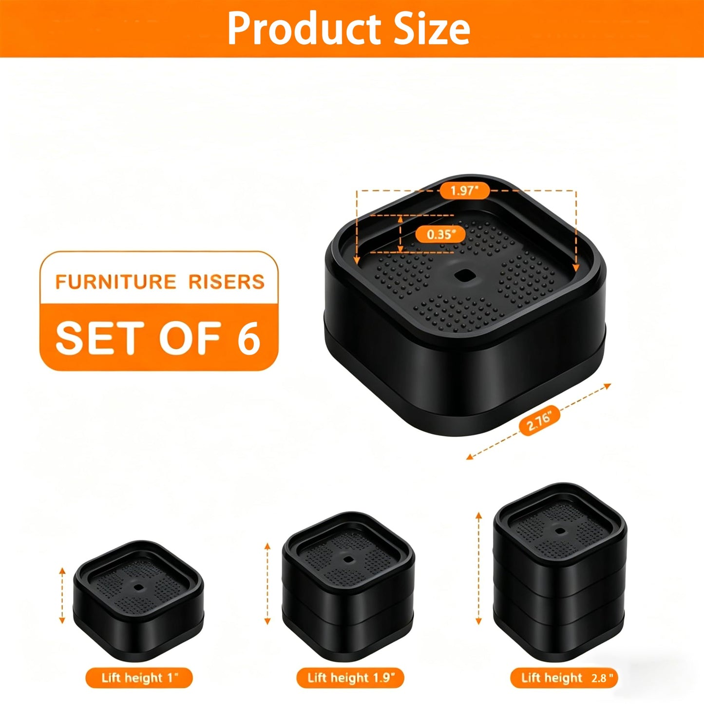 Fojcwil 6PCS Treadmill Incline Riser Blocks, Walking Pad Incline Blocks for Home Gym, Adjustable Stackable Leveling Non-Slip Risers for Running/Walking Machine to Simulate Uphill Training