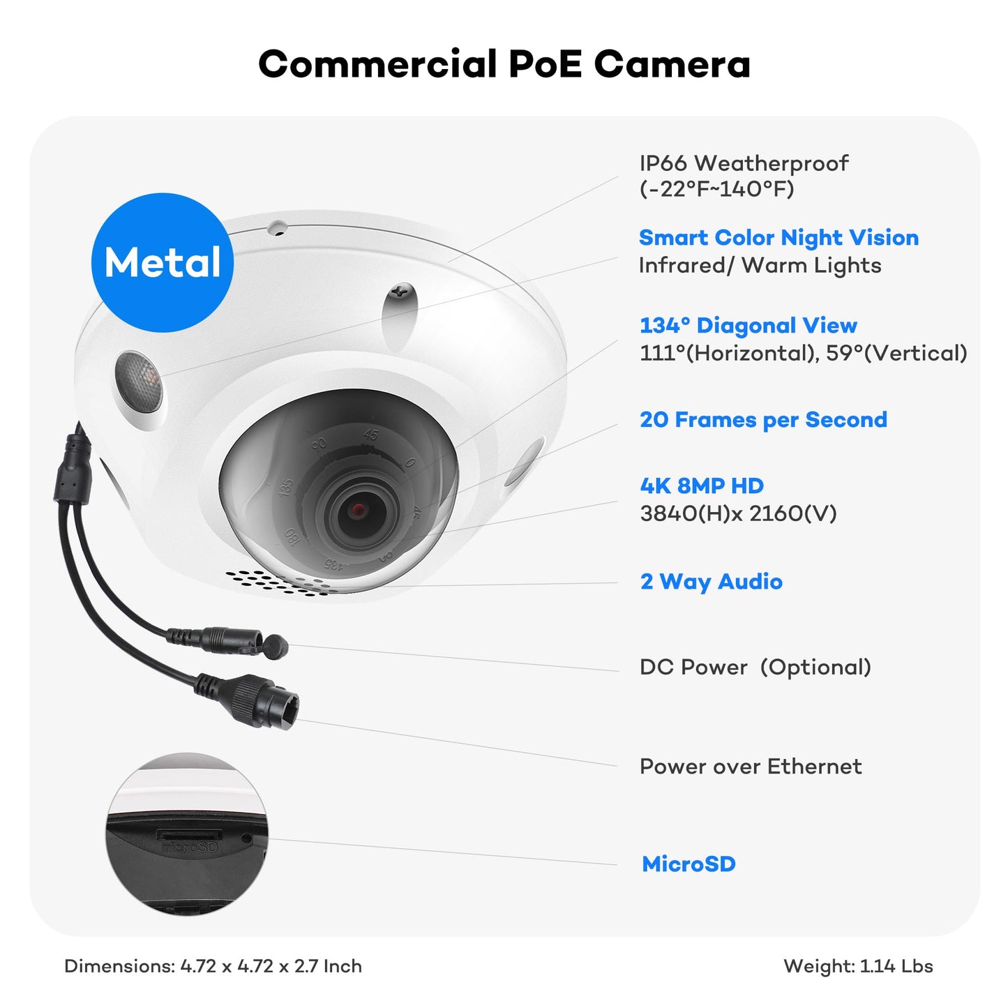 ONWOTE Face Recognition & AcuSearch, 2 Way Audio, 12MP NVR 16 Channel Security Camera System, 16x 4K 8MP Vandal Proof PoE IP Cameras, Total 1280ft Cables, 16CH Commercial NVR 4TB, CCTV for Business