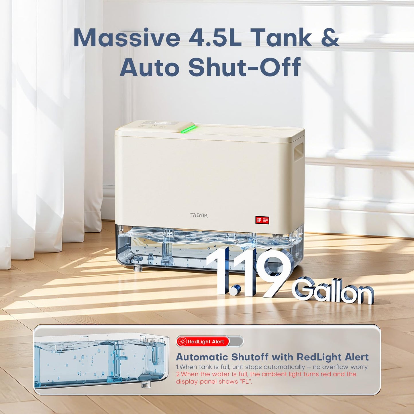 1,500 Sq. Ft Dehumidifier for Basement, 21 Pints Basement Dehumidifier with Drain Hose, Large Dehumidifiers for Home, RV, Bathroom, Bedroom - 1.2 Gallons(4.5L) Water Tank, 3 Modes, 24-Hour Timer