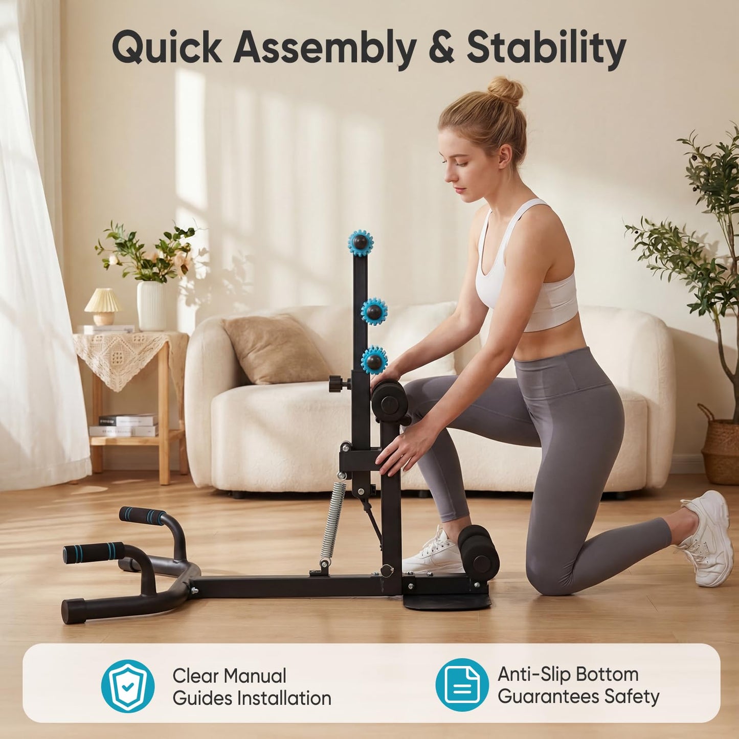 OLIXIS Deep Squat Machine, All-in-One Exercise Equipment for Home Gym, Adjustable Squat Machine for Glutes & Legs, Easy to Assemble, 32.9x22.4x36.6 in, 300 lbs Weight Capacity, Black & Blue