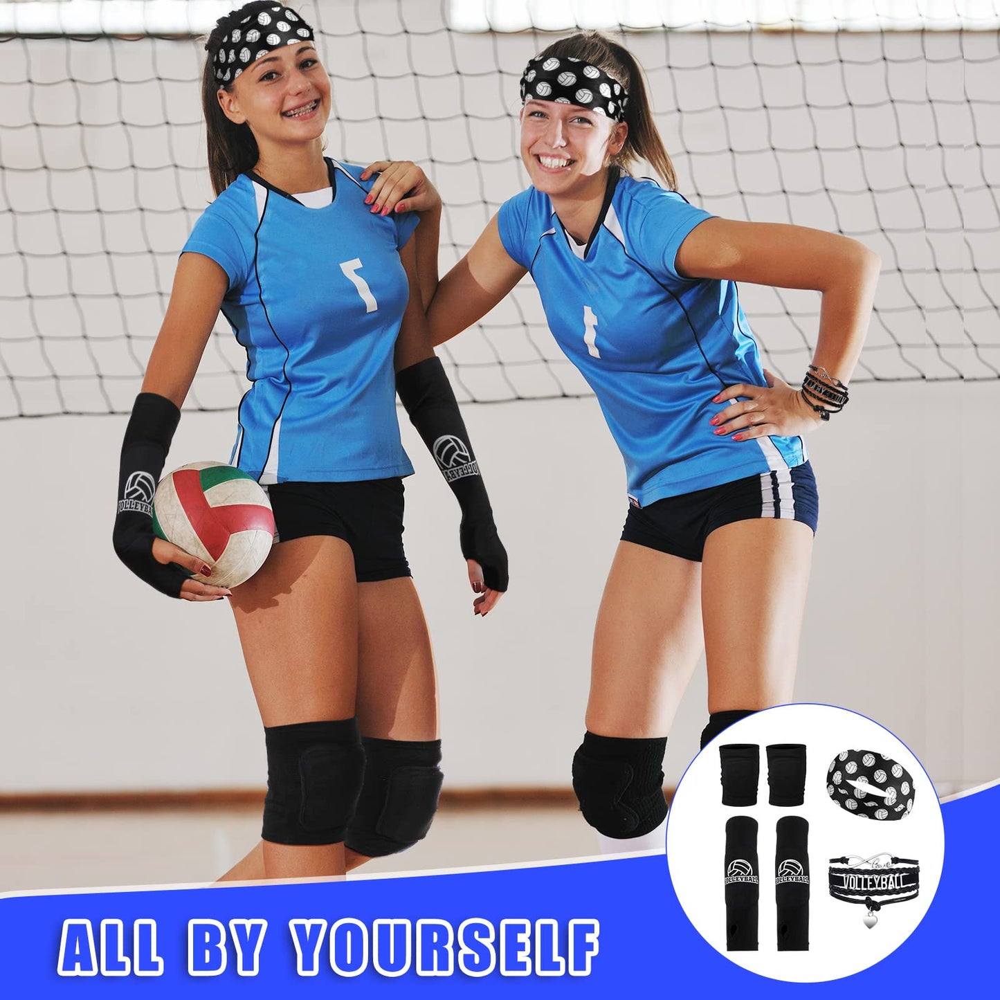 Honoson 7 Pcs Volleyball Training Equipment Aid Volleyball Serving Trainer Kit Gifts for Beginners (Black, Boys)