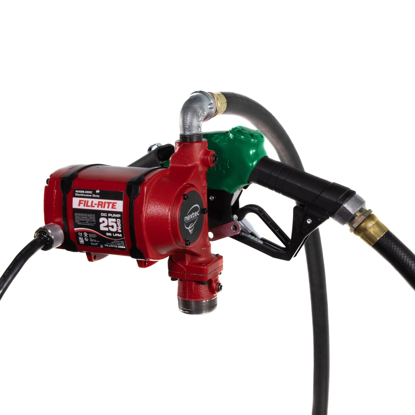 Fill-Rite NX25-DDCNB-AA 12V / 24V 25 GPM Bung Mounted Fuel Transfer Pump w/Discharge Hose & Auto Nozzle (Green)