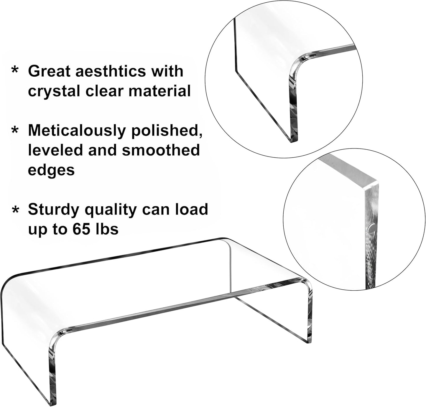 16 Inch AMT Acrylic Laptop Monitor Stand, Computer Riser with Cat Keyboard Protector, Space-Saving Design, Extra
