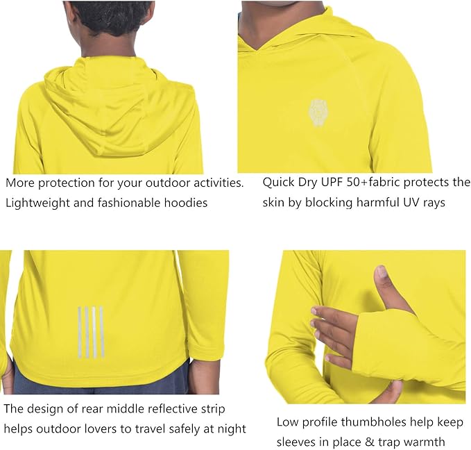 Hoodies for Boys Outdoor Recreation Shirts - Youth Athletic Tops Sun Protection UPF 50+