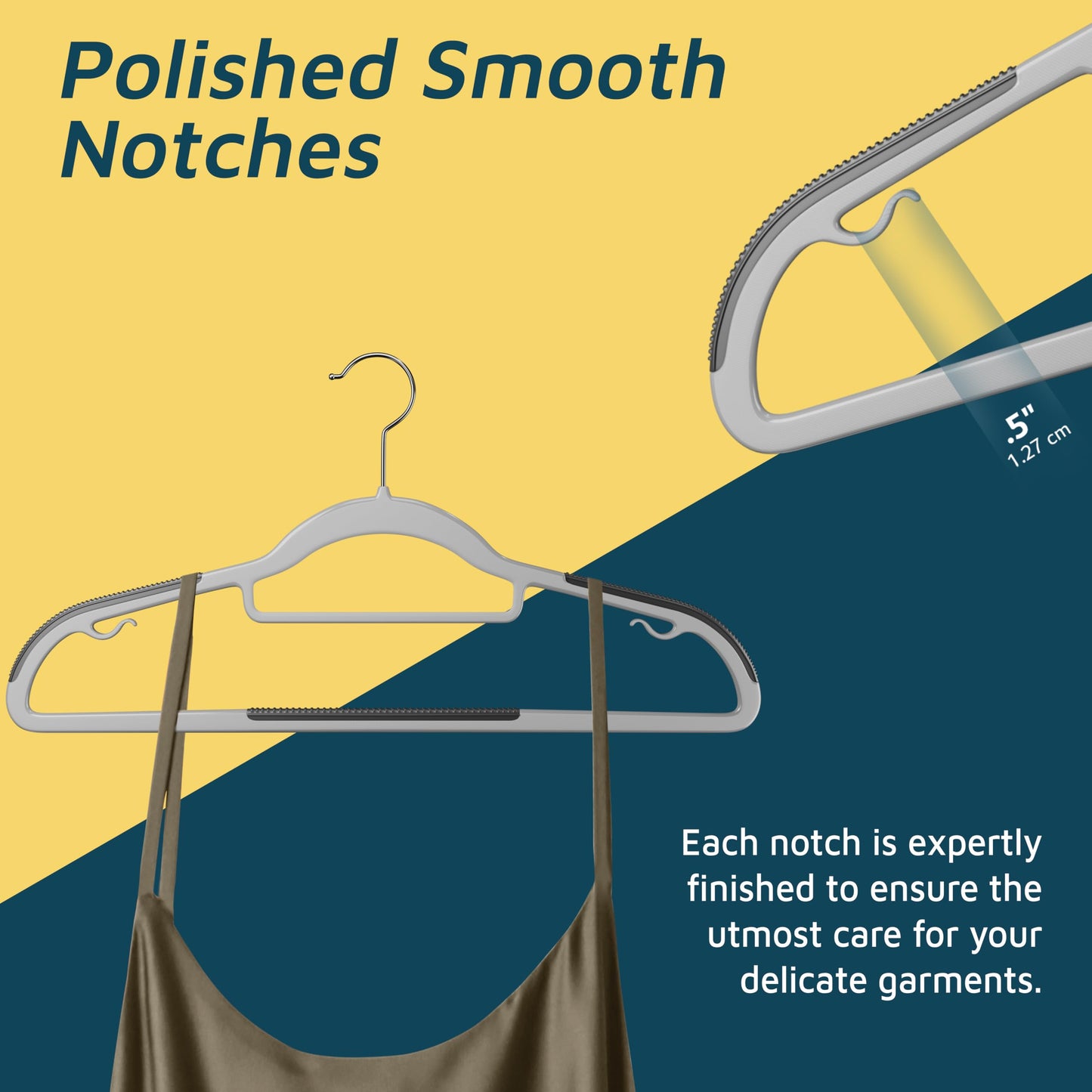 Lifemaster Plastic Clothes Hanger Set - 50 Pieces Versatile, Lightweight, Space-Saving, Non-Slip, Slim Designed, Dry and Wet Clothes Hanger Set with 360° Swivel Hook and Rubber Coating - Gray