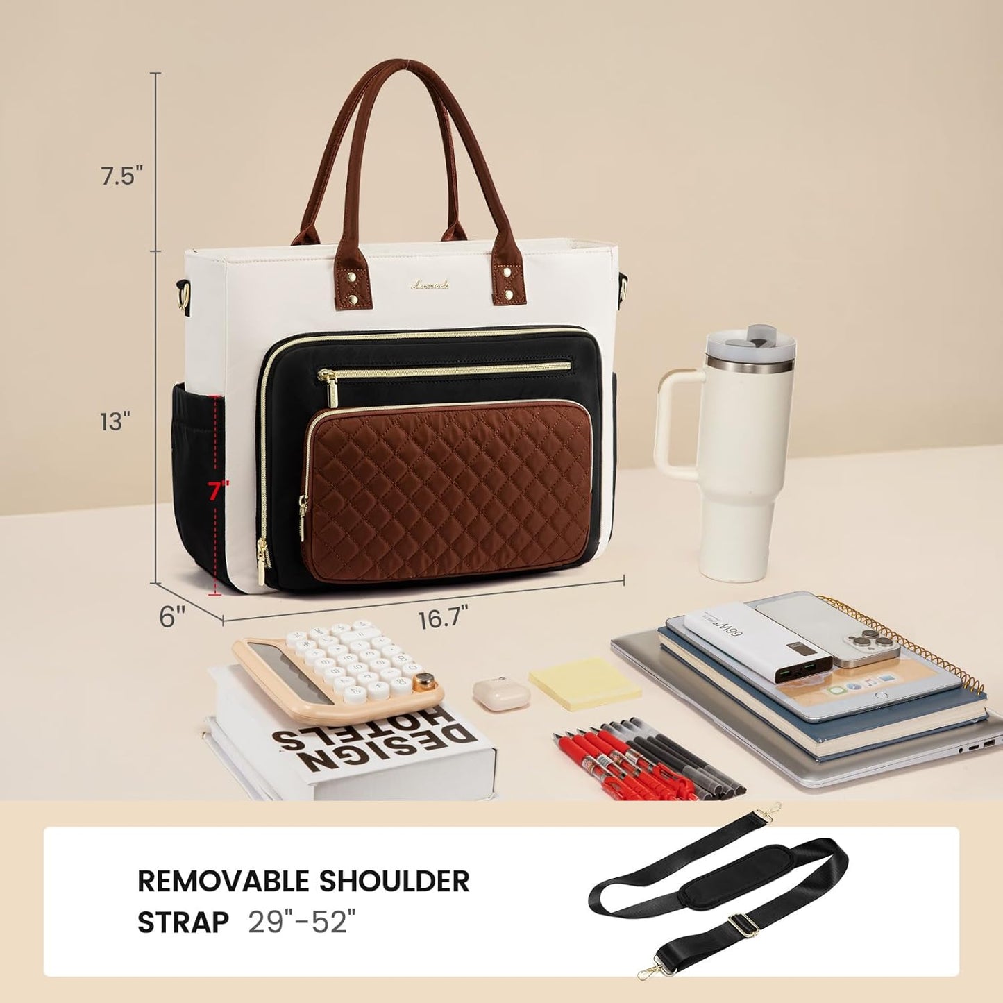 LOVEVOOK 15.6 Inch Teacher Tote Bag for Women Work, Laptop Bag With Large Cup Holder, Nurse Bags Professional Briefcase