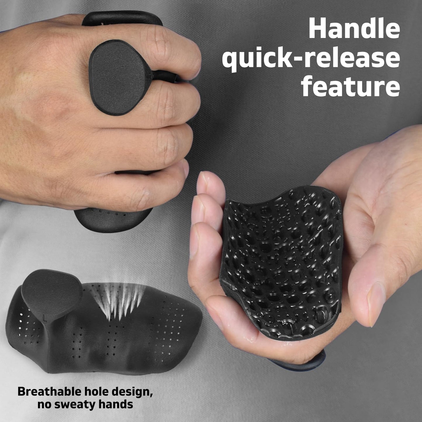 Biondolia Original Anti-Slip Workout Grips for Weight Lifting with Breathing Hole, Ergonomics Weight Grips for Women Hand Callus Protector Gym Gloves, Soft Rubber Gym Grips for Men Bodybuilding