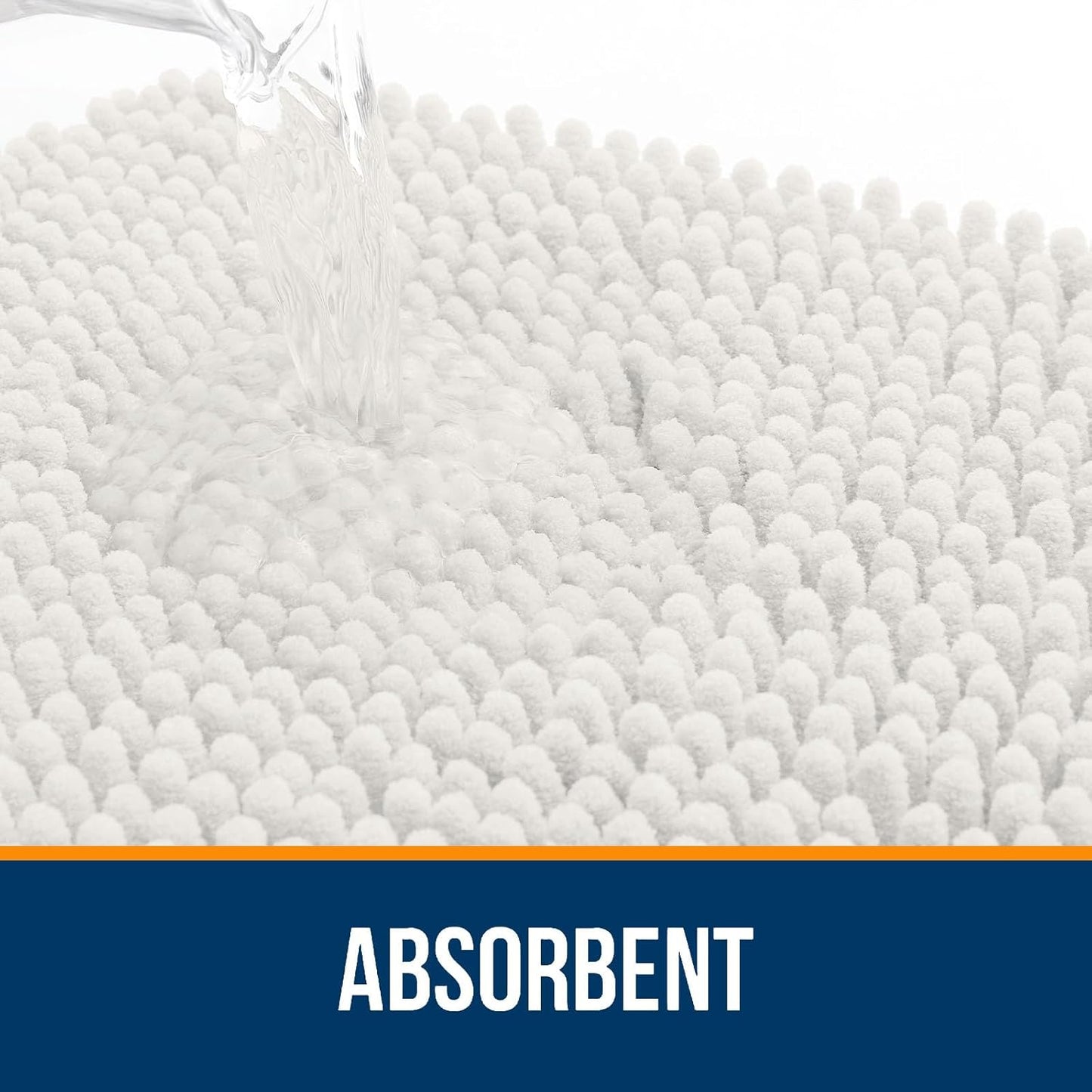 OLANLY Large Bathroom Rugs - Extra Soft Chenille Bath Mats | Quick-Dry, Machine Washable, Ivory 59x35