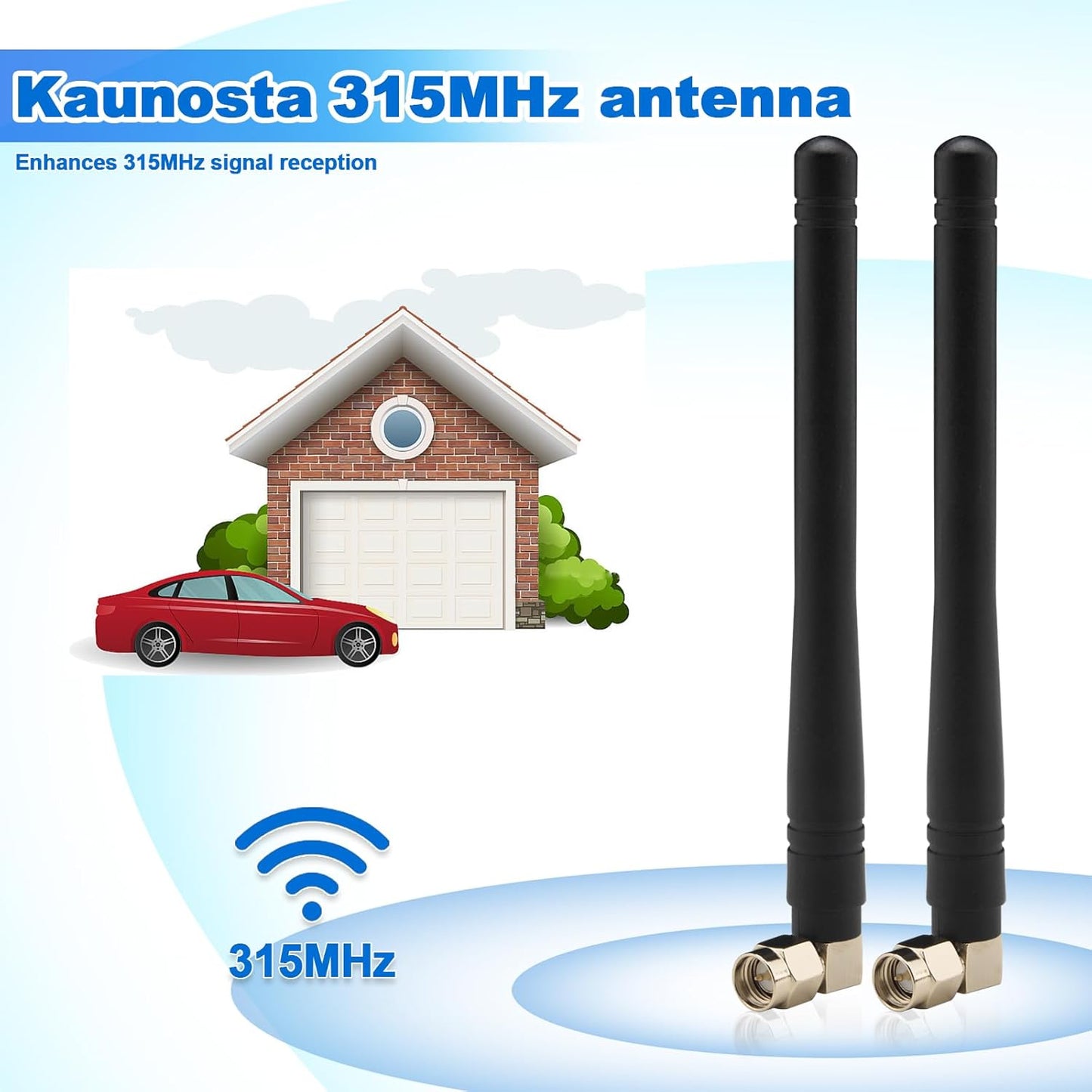 Kaunosta 315MHz 3dBi (2-Pack) CC1101, CCU3, SMA Male Antenna Right Angle Omni-Directional Antenna for Garage Door