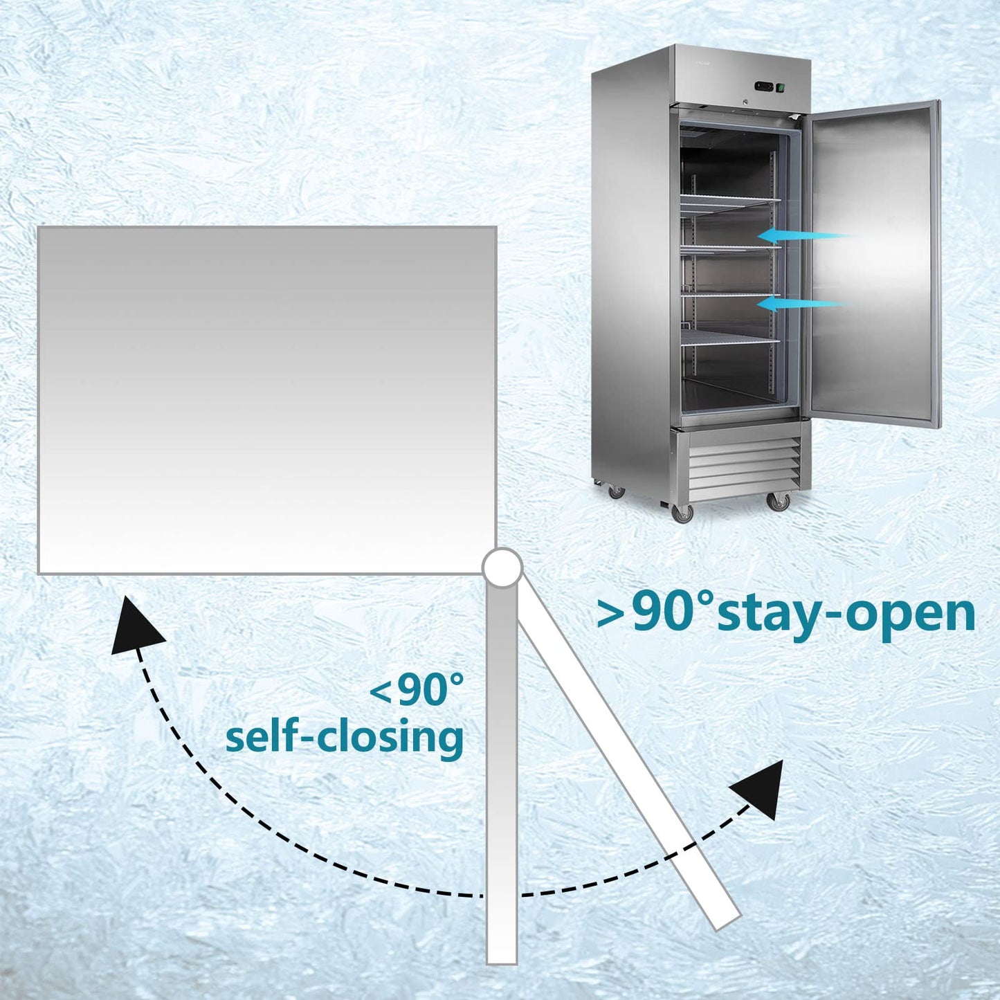 JINSONG 27" Commercial Refrigerator with Single Solid Door, 23 cu.ft Stainless Steel Reach-in Refrigerator for Restaurant, Bar, Shop, Residential