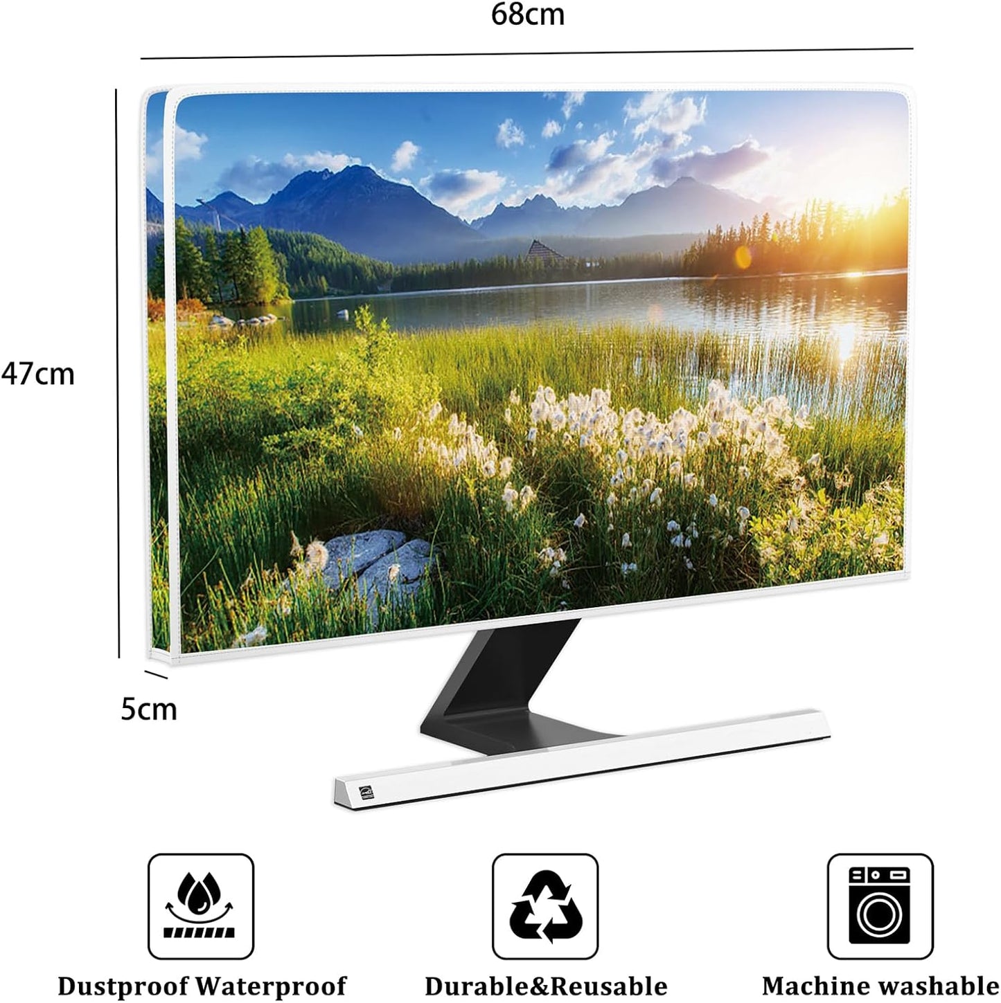 26, 27, 28 Inch Summer Baocicco Sunlight Scenery Monitor Dust Covers Spring Outdoor View Mountains Grassland Lake