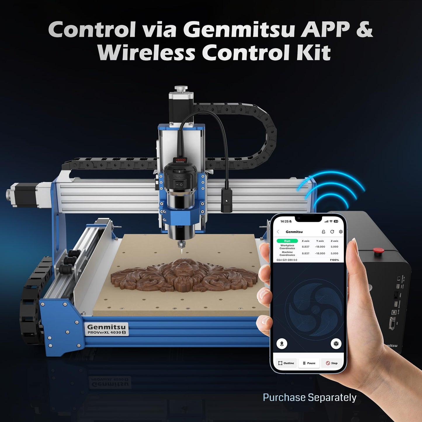 Genmitsu PROVerXL 4030S CNC Router Machine with 710W Spindle + 2.2KW Water Cooled Spindle Motor Kit