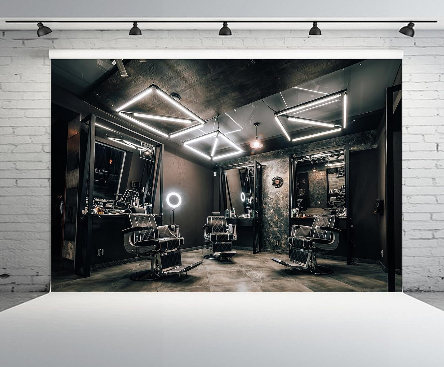 CHNYWORK 9ftx6ft Modern Stylish Barber Shop Backdrop Hairdresser's Workplace Hair Salon Hairstylist Haircut Barber