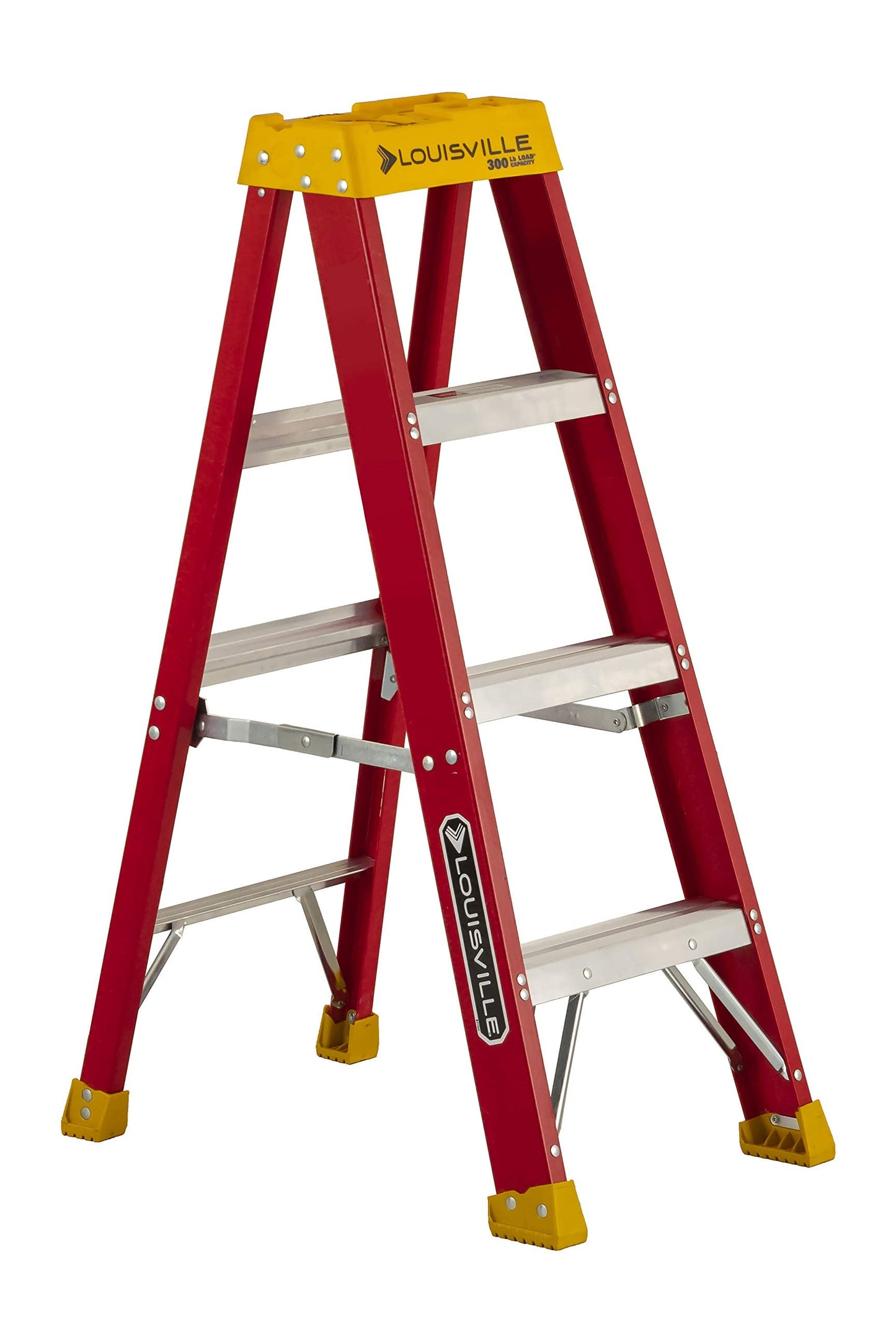 Louisville Ladder FS2005 Fiberglass Step Ladder, 5-Feet/250lb, Yellow & L-3016-04 Step Stepladder, 4-Feet