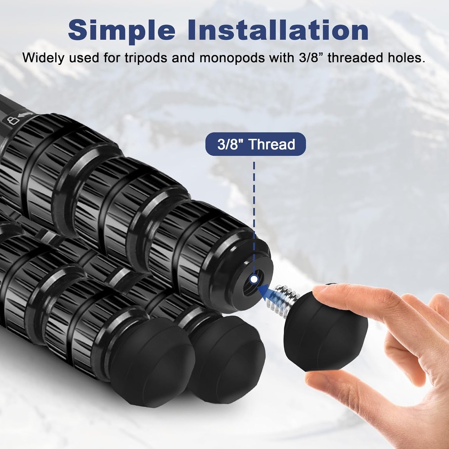Manbily 3/8" (35mm 35mm)-3 Universal Tripod Rubber Foot Spike, Anti-Slip Rubber Feet for Camera Tripods Monopods