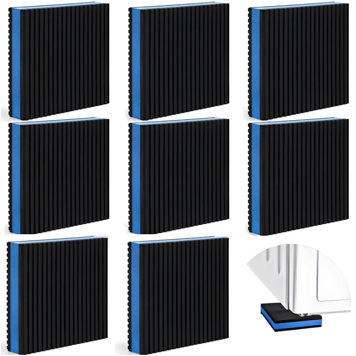 ZAVOOS 8 Pack Rubber Anti Vibration Pad, 4'' x 4'' x 7/8'' Heavy Duty EVA Sound Isolation Pads, Square Mechanical Vibration Damping Mat Floor Protector for Washing Machine, Dryers, Treadmill