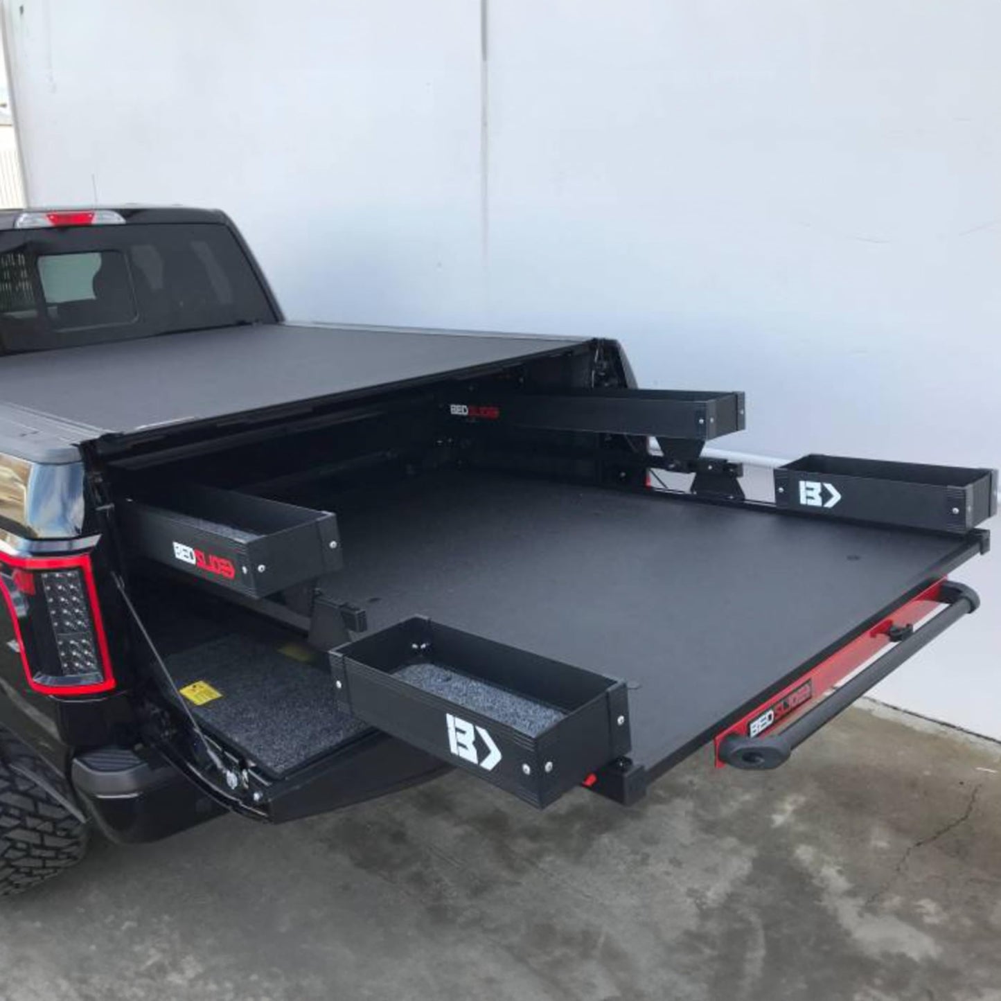 Bedslide Bedbin Side Kix Truck Bed Organizer, Storage Bin Attachments, 2 Boxes for Additional 7x44 Inches of Space on Each Side, Black