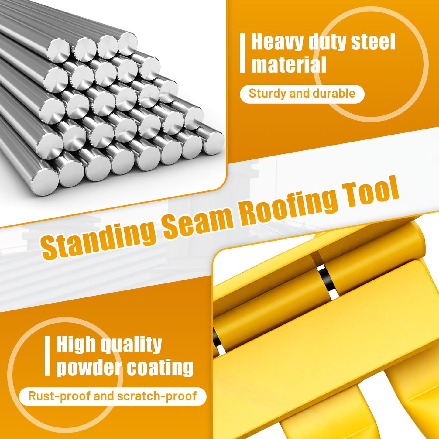 𝐔𝐩𝐠𝐫𝐚𝐝𝐞 HTSL25E2 Roof Eaves Seam Bender, Metal Roofing Drip Edge Folding Tool, EVA Non Slip Grip, Thickened Tube, Metal Eave Tool, Standing Seam Bender, Suitable for Roofer