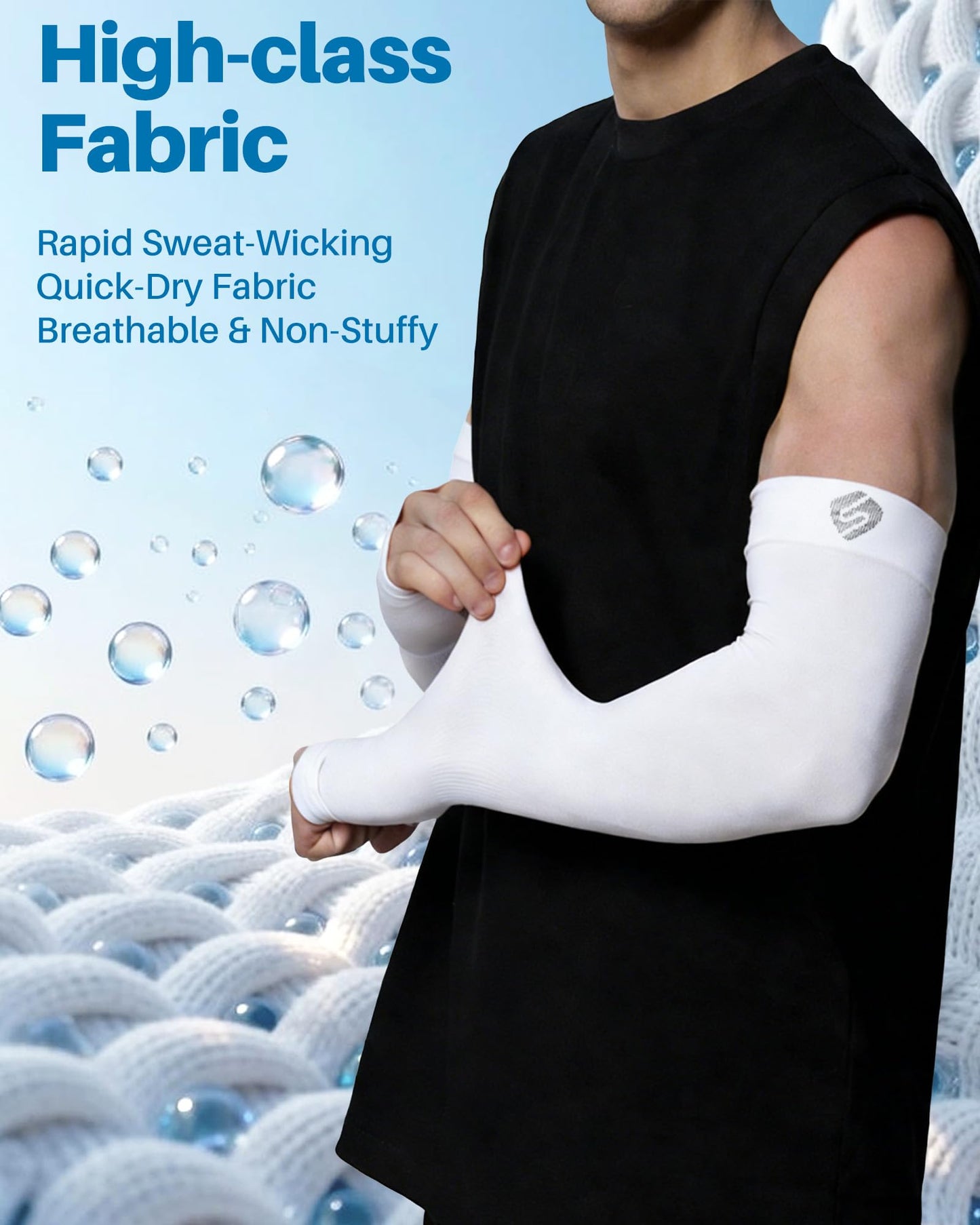 SHINYMOD Arm Sleeves for Men Sun Protection Compression Cooling Women UV Sleeves for Arms to Covers Hand, 3 Pairs