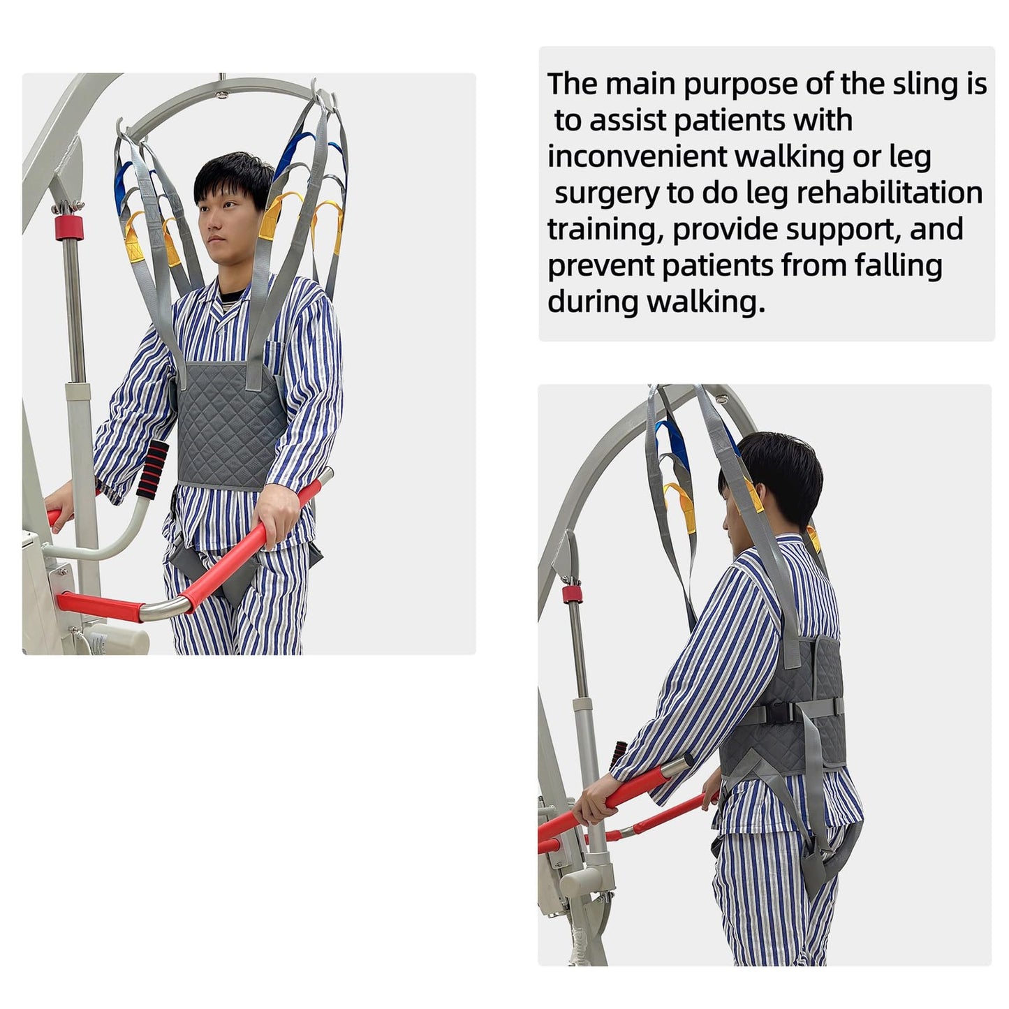 Adjustable Lift Walking Sling for Adults, Supportive Full Body Standing Harness Padded, Designed with Buckle Fastening Suitable for Patient Lifts for Walking