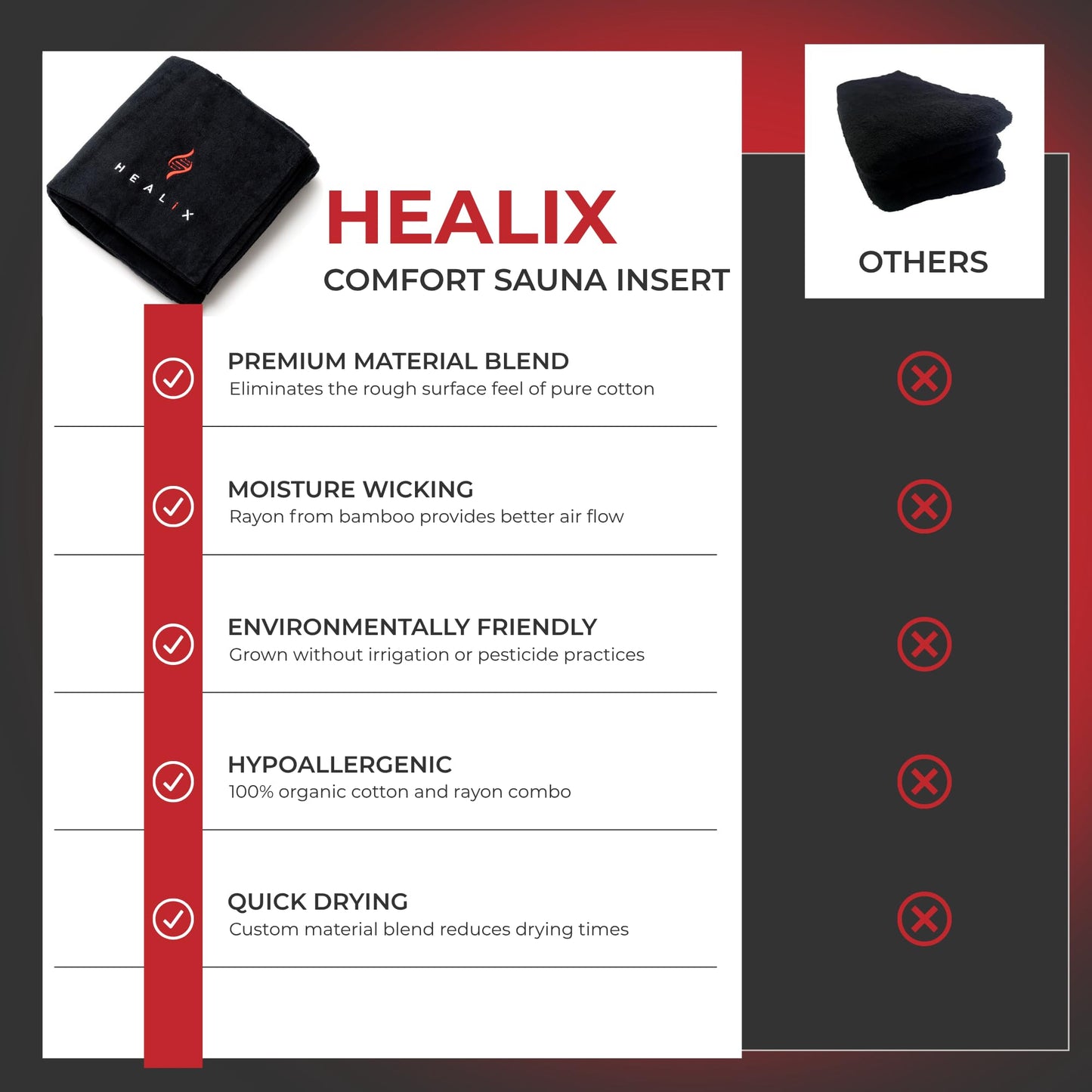 Healix Comfort Sauna Blanket Insert – Ultra-Soft Sauna Towel Liner Made of 65% Rayon & 35% Organic Cotton for Infrared Sauna Blanket | Washable, Quick-Dry Blanket Towel for Portable Home Sauna