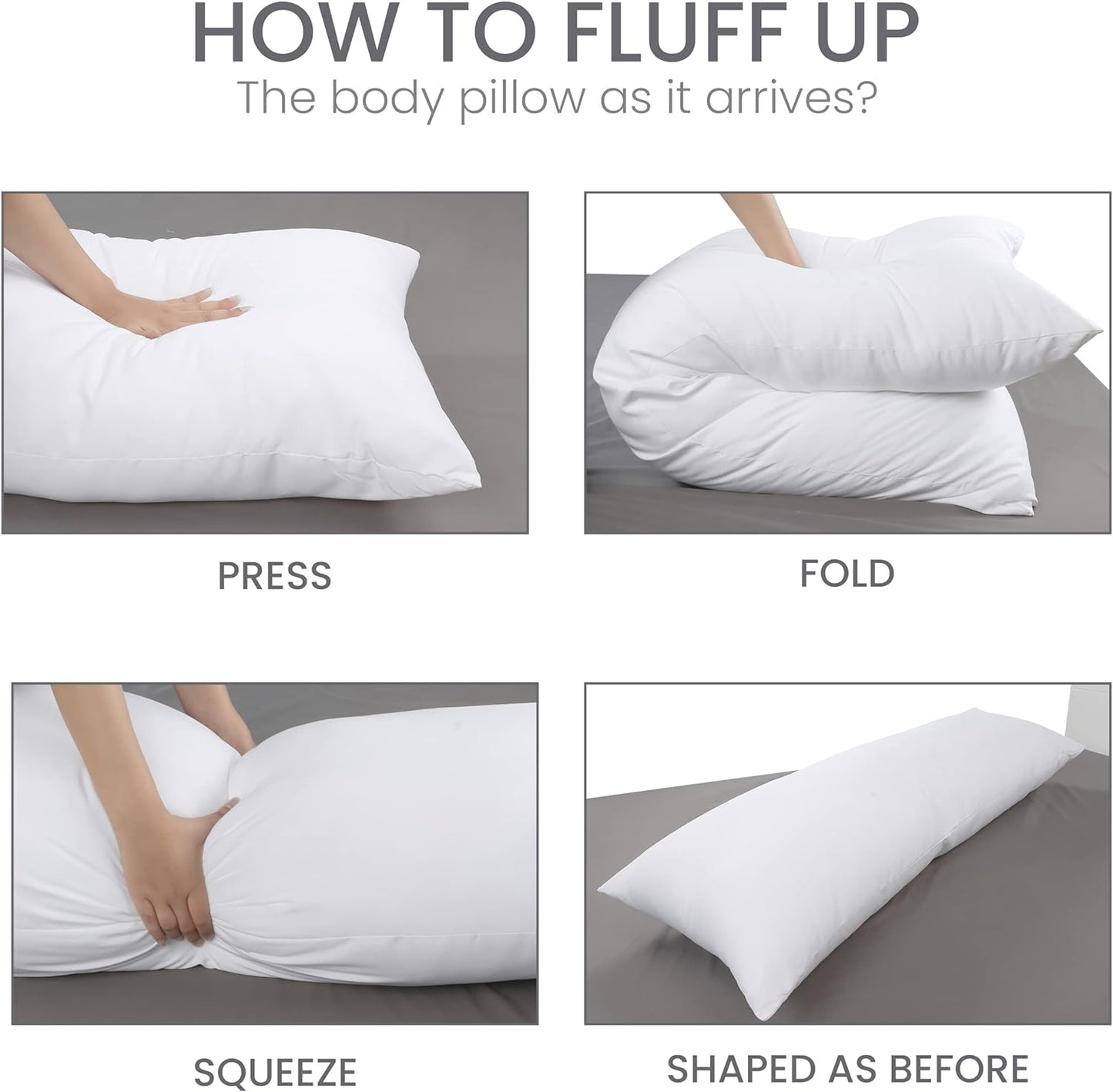 Utopia Bedding Full Body Pillow - Long 20 x 54 Inch Pillow Insert for Side Sleepers - White