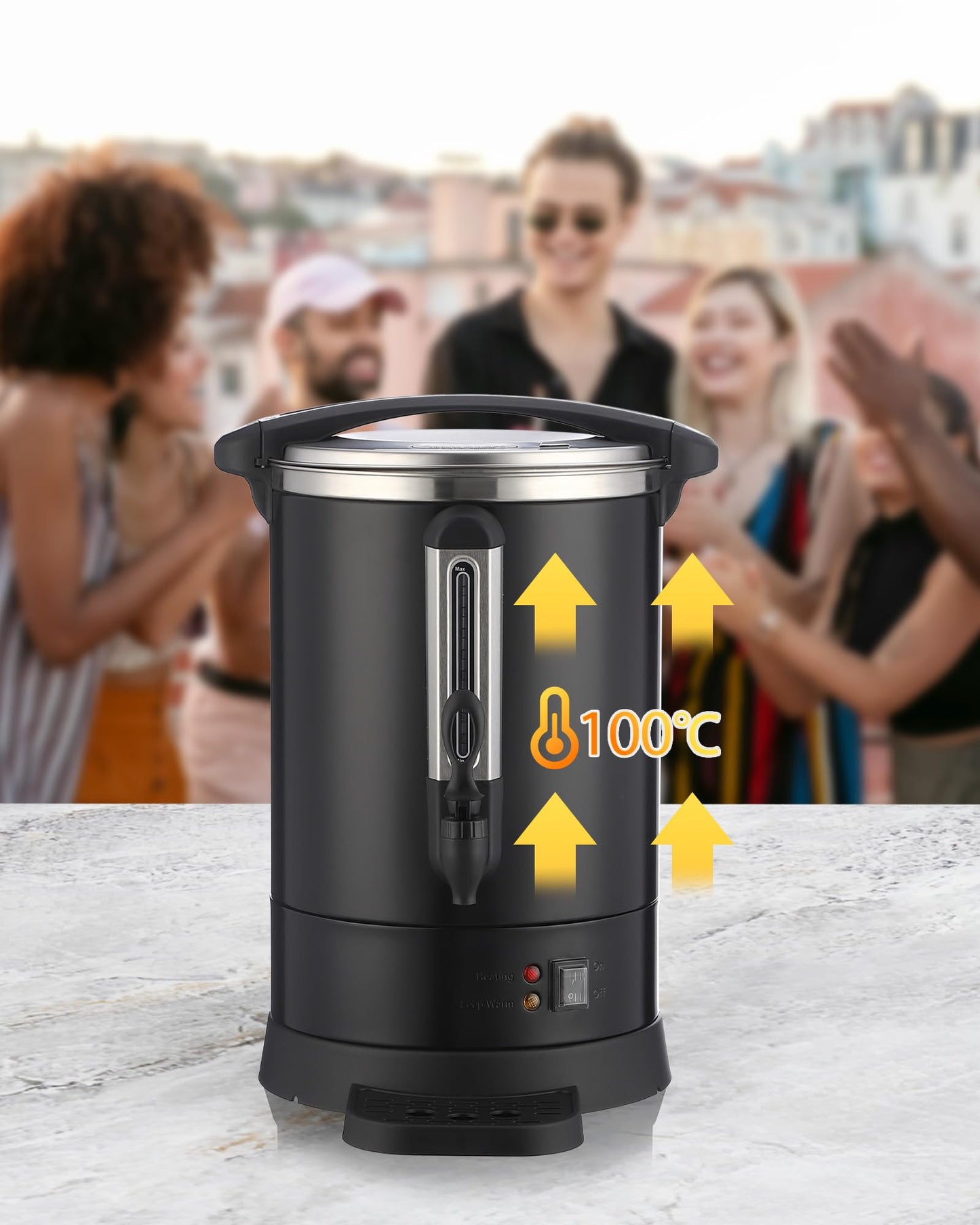 Takywep Double-wall Coffee Urn 80 Cup,12L/3.2 gal Commercial Coffee Maker for Buffet Catering Party,Fast Blow and Heat Maintenance Hot Beverage Dispenser,Hot Water Urn