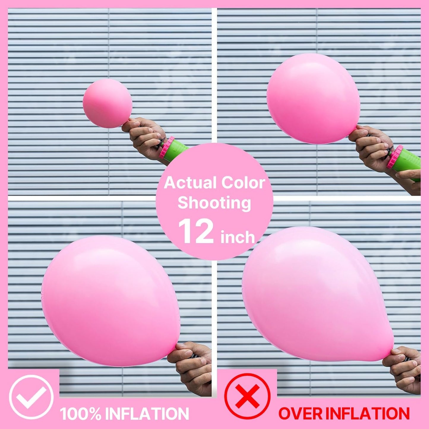 PartyWoo Pink Balloons - 100pcs Matte Pink Balloon Arch Kit for Baby Shower & Birthday Decor | Various Sizes