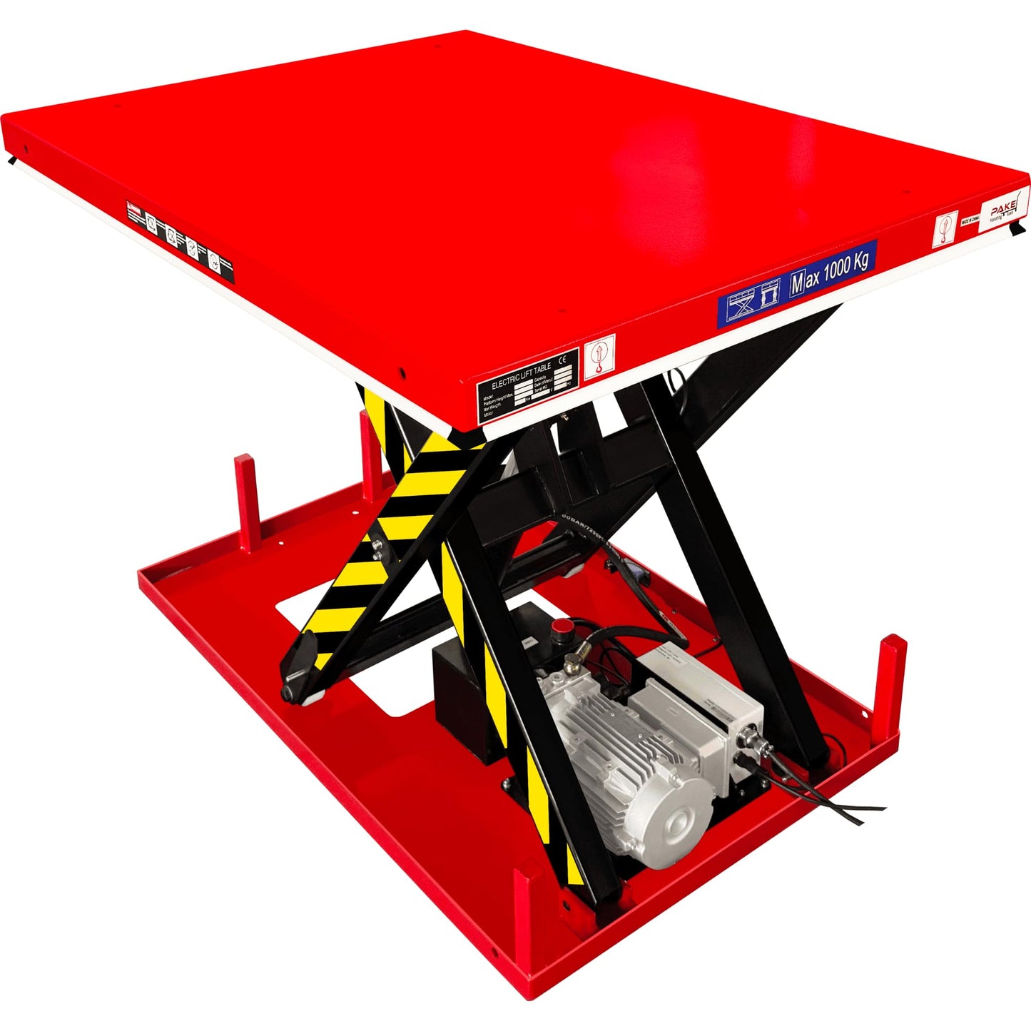 PAKE Electric Hydraulic Scissor Lift Table, 2,200 lb. Capacity, 48" x 36" Platform, 36.25" Lifting Height