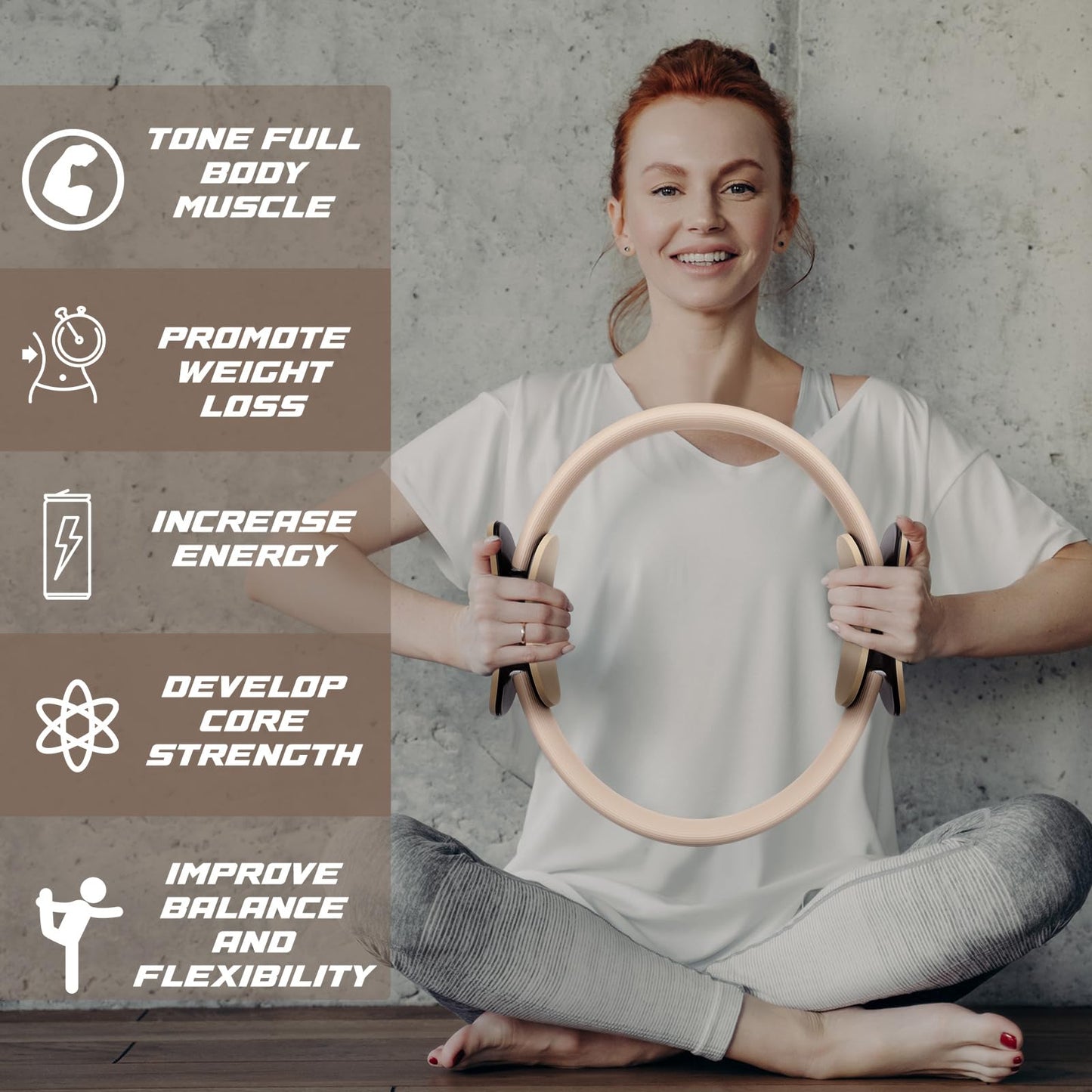 Syhood Pilates Ring 11. 81 Inch Pilates Circle Yoga Ring Magic Lightweight Flexible Workout Equipment for Fitness Physical Therapy Resistance Exercise Arms Legs(Beige,6 Pcs)