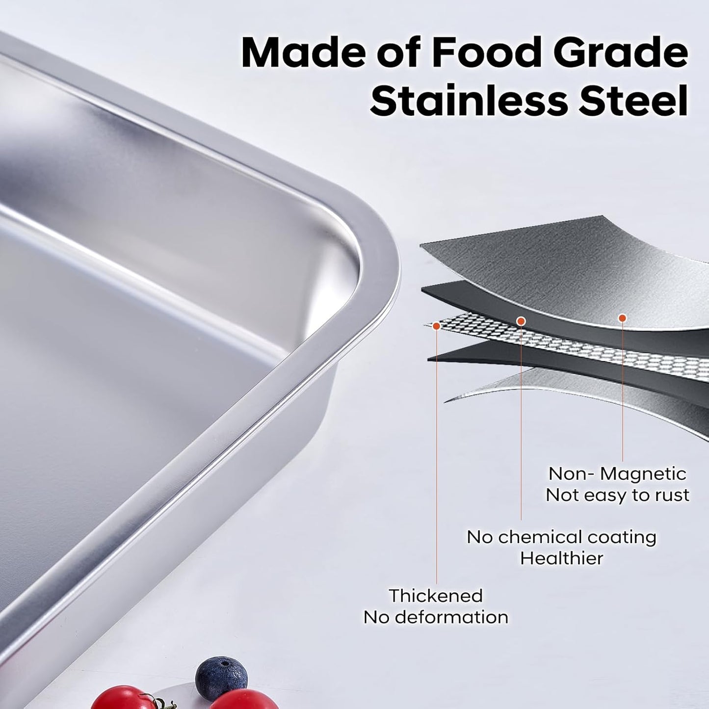 Skiennix 4-Inch Extra Deep Lasagna Pan - 11.6x15.6 Inch Nonstick Stainless Steel with Lid | 9.2QT Capacity