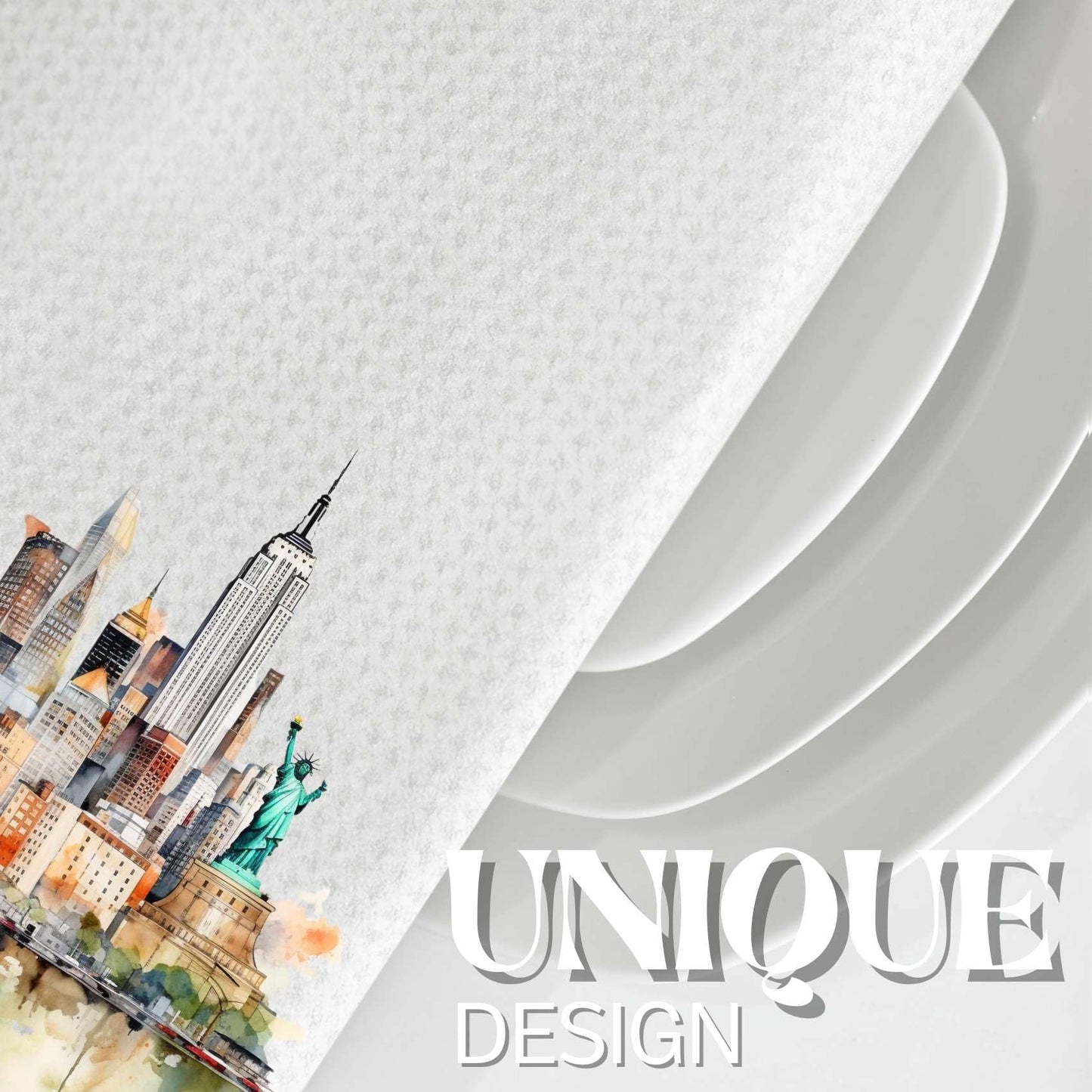 InnoBeta New York City Skyline Gifts, NYC Souvenir Gifts for NYC Lovers, Skyline Map Kitchen Towel 2 Pack, 16x24 in Microfiber Dish Tea Towel, Hand Towel Gifts