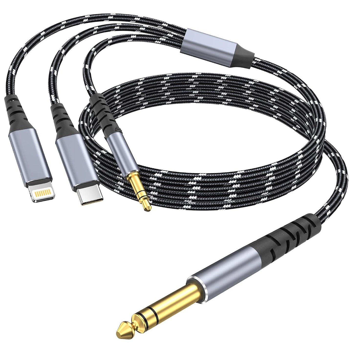 1/4 3 1 1/4 13 3.3FT Lightning to TRS Audio Stereo Cable, in to Male Aux Audio Cord Compatible with iPad, iPhone Pro