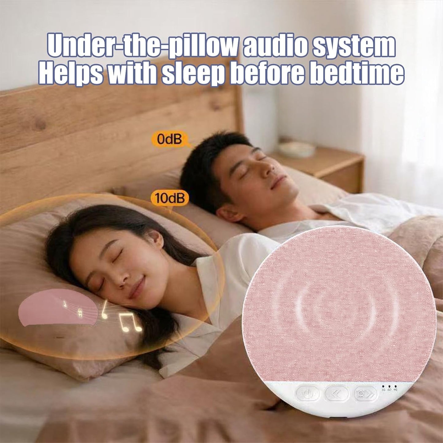 Generic Bluetooth Pillow Speaker, Mini Portable Under Pillow Speaker with White Noise Timer, Wireless Sleep Aid